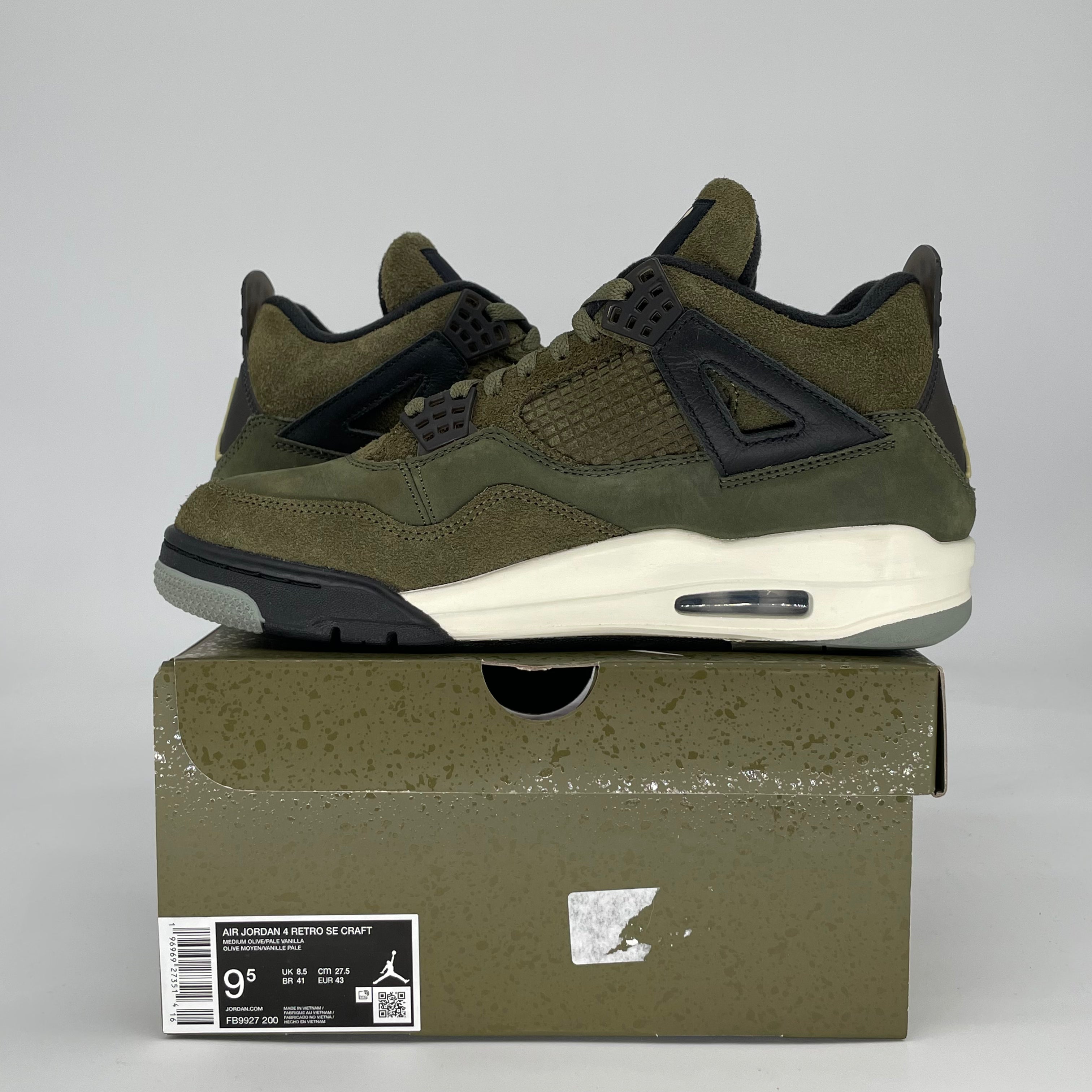 AIR JORDAN 4 CRAFT MEDIUM OLIVE FB9927-200 SIZE 9.5/11W