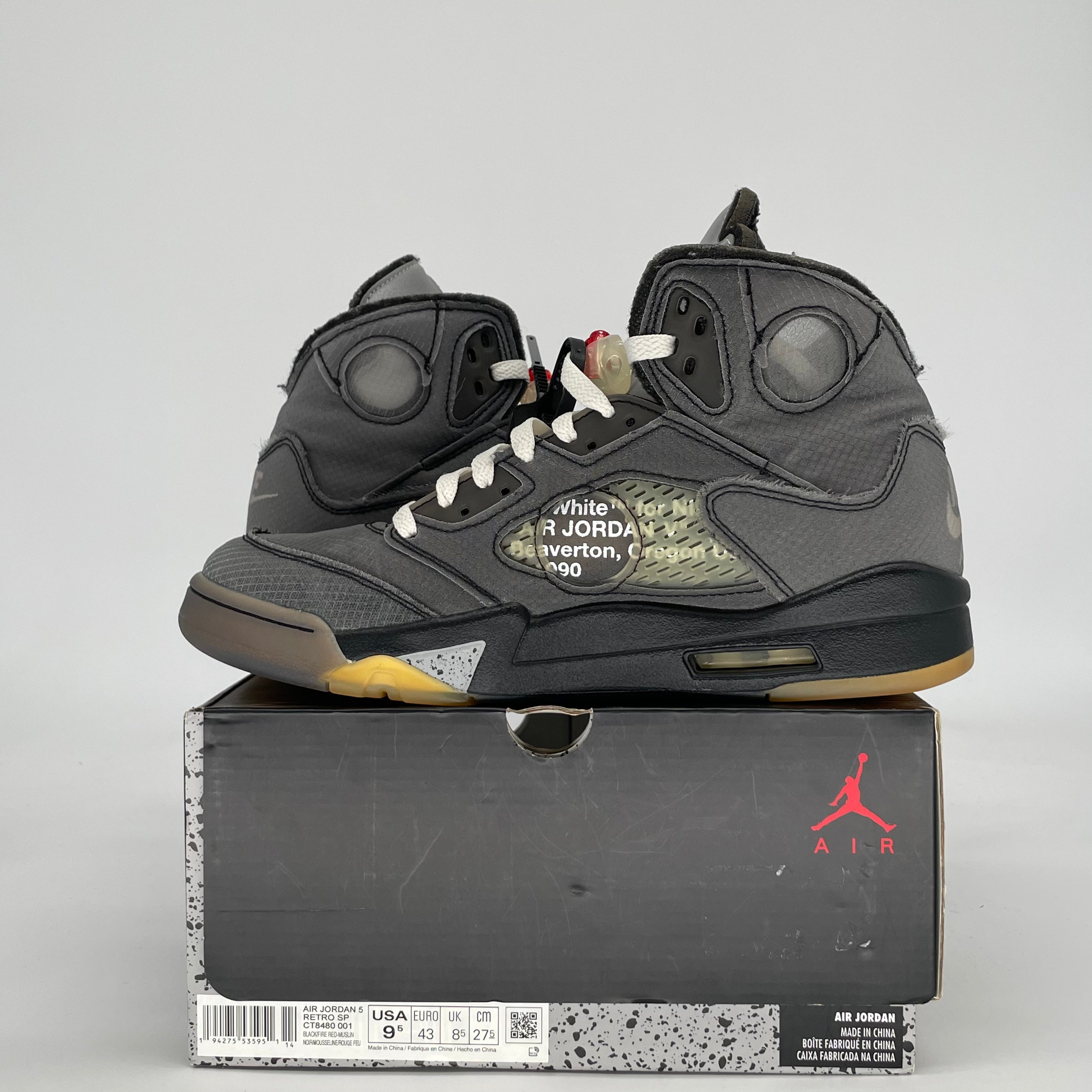 AIR JORDAN 5 OFF-WHITE MUSLIN CT8480-001 SIZE 9.5/11W