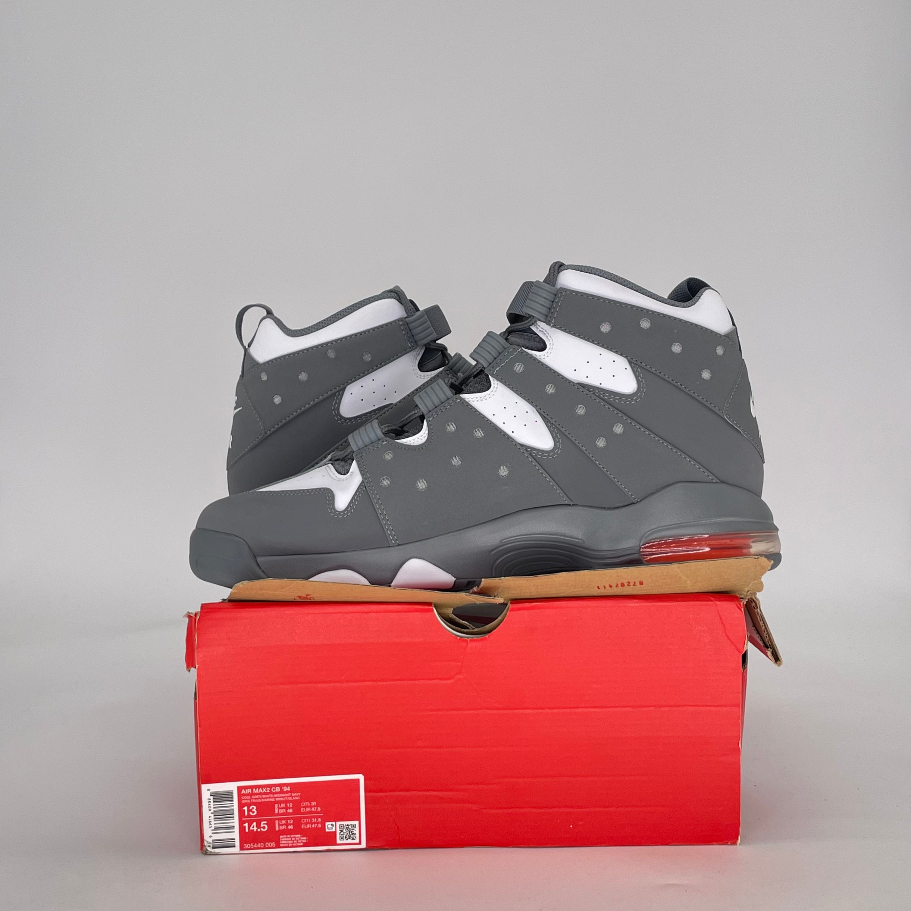 NIKE AIR MAX 2 CB '94 COOL GREY WHITE 305440-005 SIZE 13/14.5W