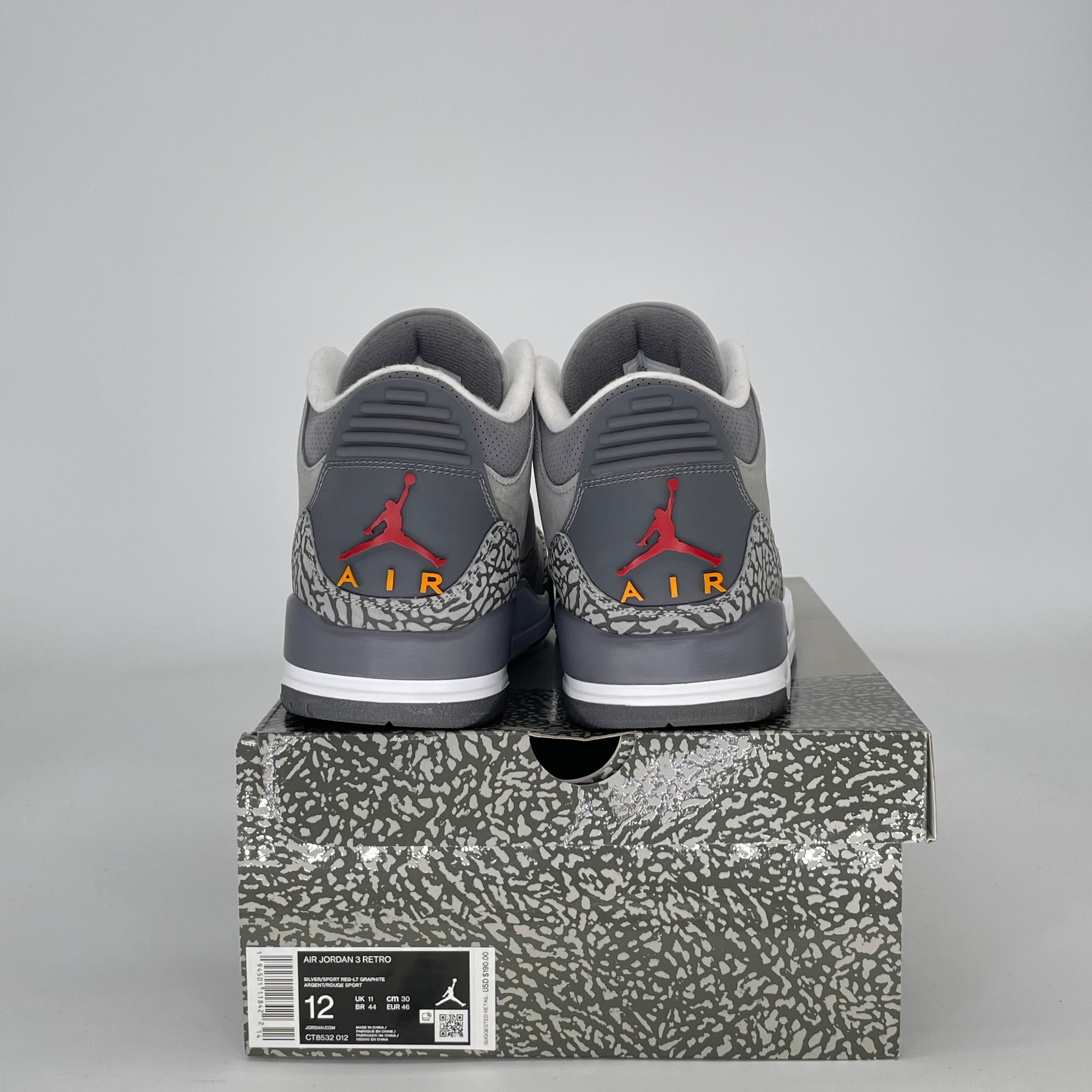 AIR JORDAN 3 COOL GREY (2021) CT8532-012 SIZE 12/13.5W
