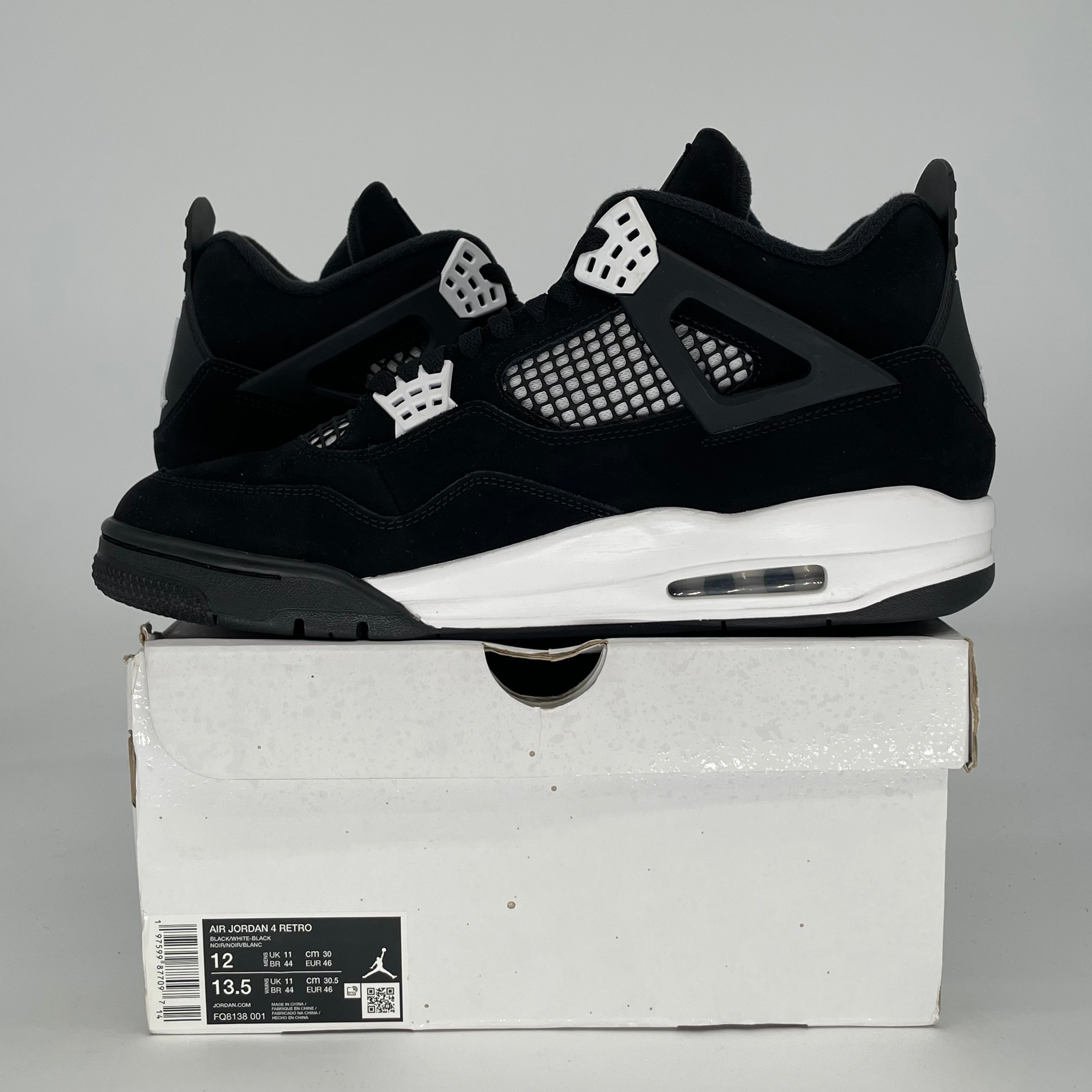 AIR JORDAN 4 WHITE THUNDER FQ8138-001 SIZE 12/13.5W