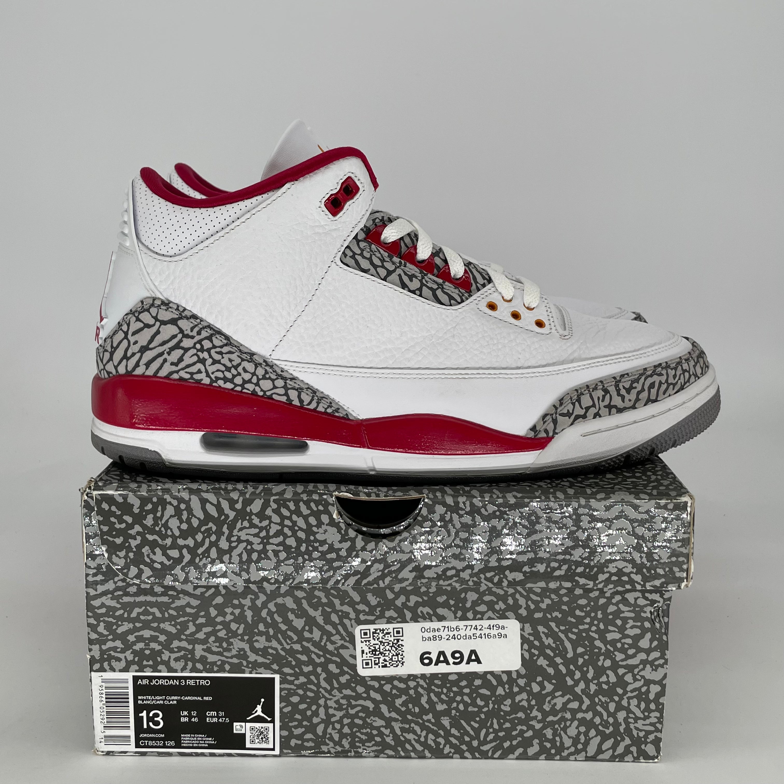 AIR JORDAN 3 CARDINAL RED CT8532-126 SIZE 13/14.5W