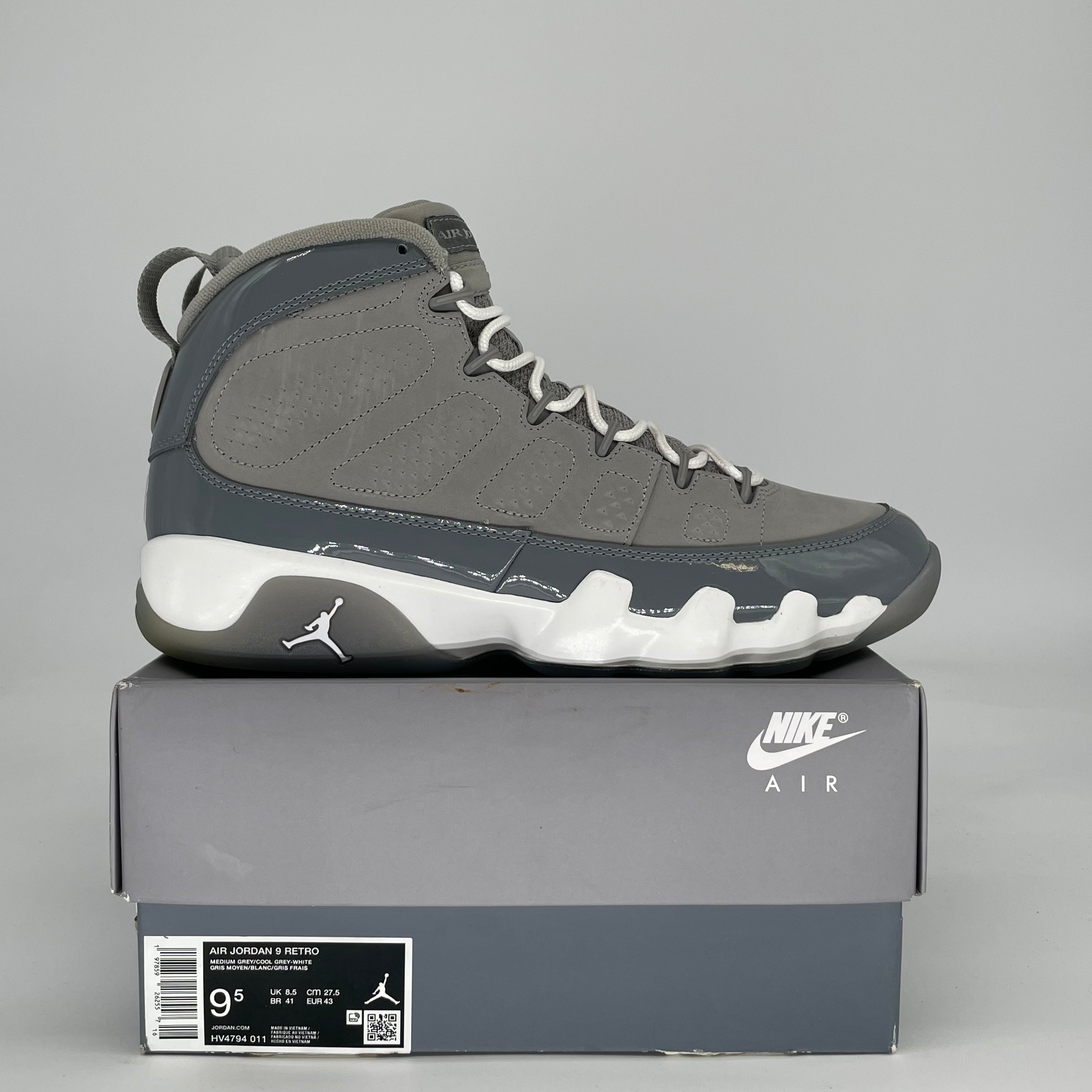 AIR JORDAN 9 COOL GREY HV4794-011 SIZE 9.5/11W