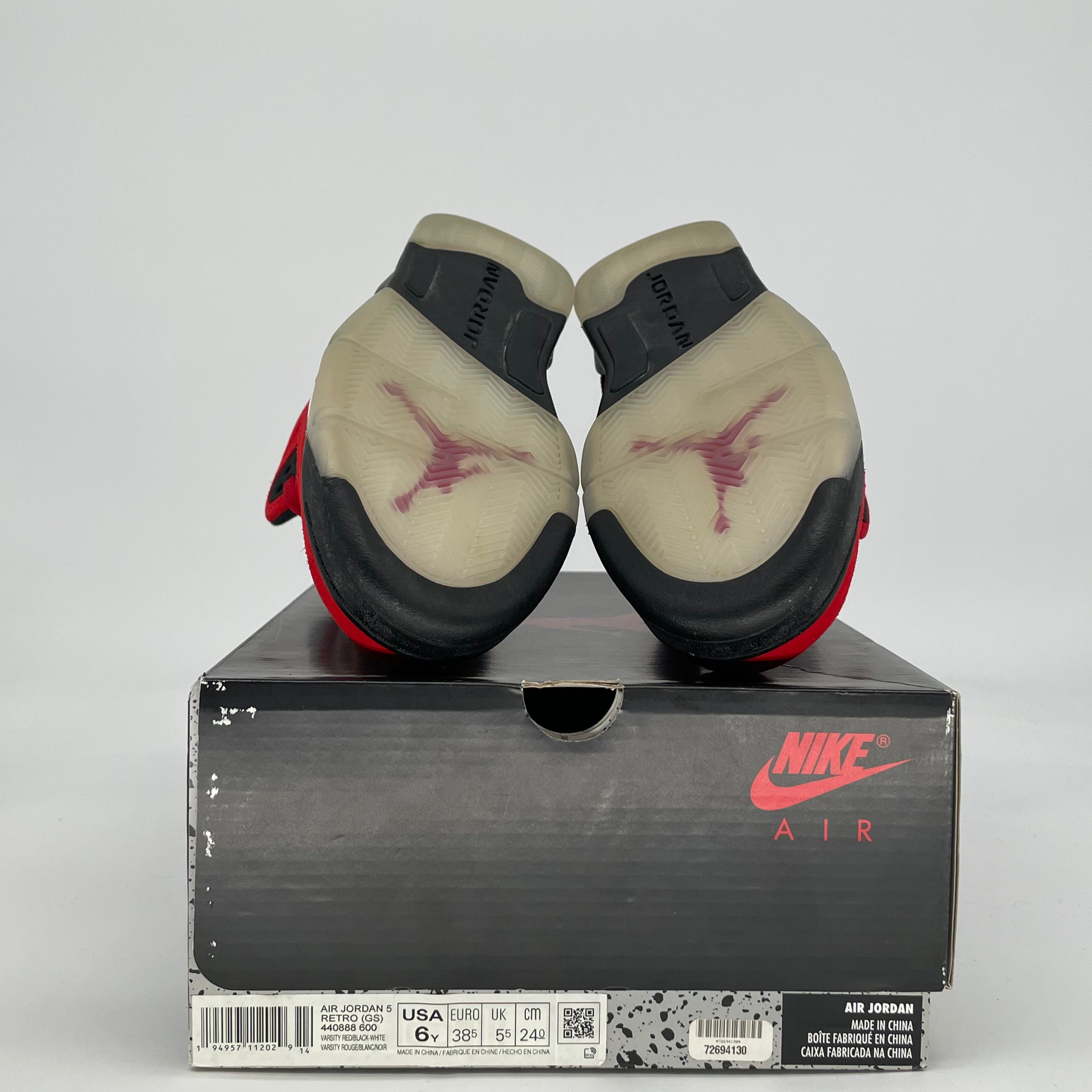 AIR JORDAN 5 RAGING BULL RED 440888-600 SIZE 6/7.5W