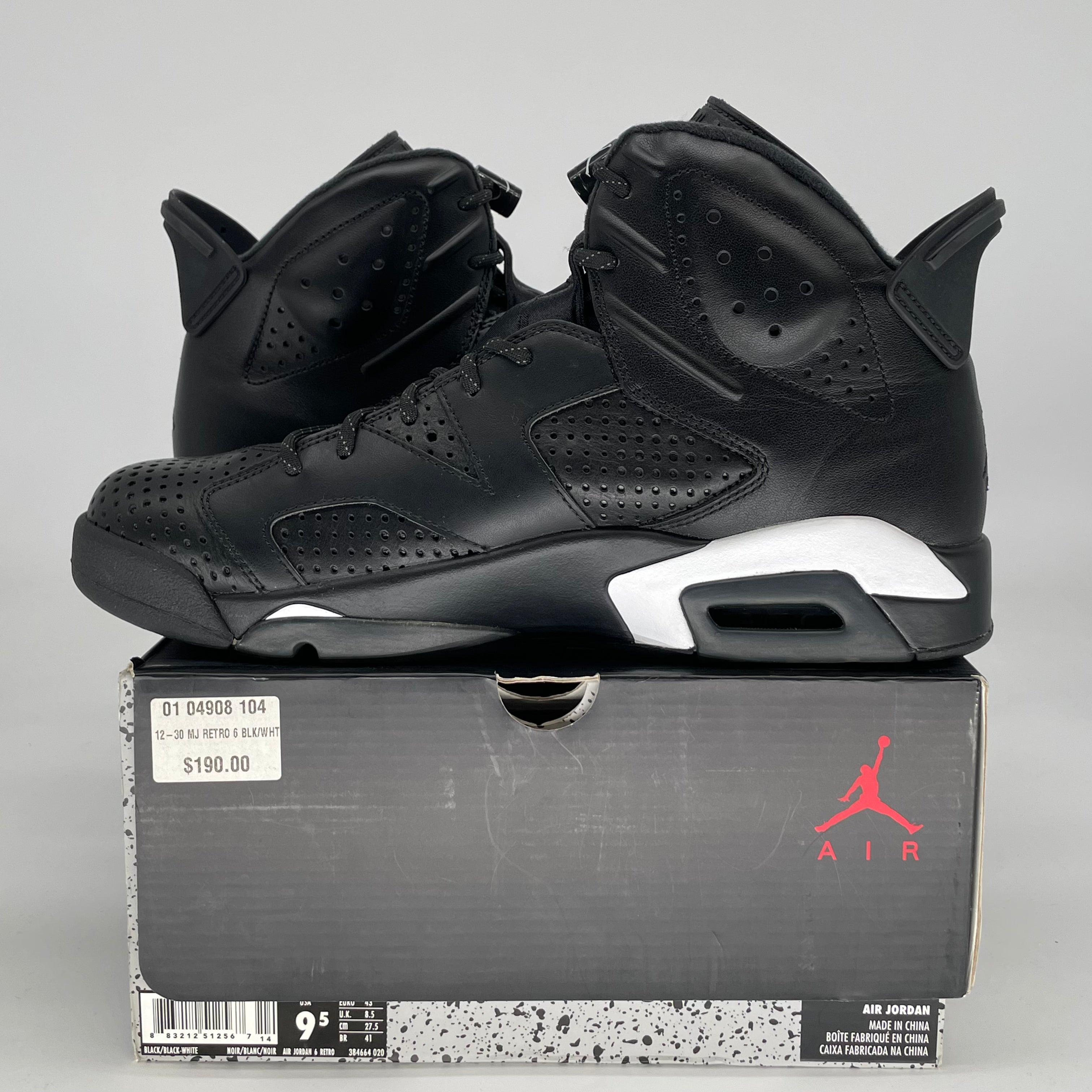AIR JORDAN 6 BLACK CAT 384664-020 SIZE 9.5/11W