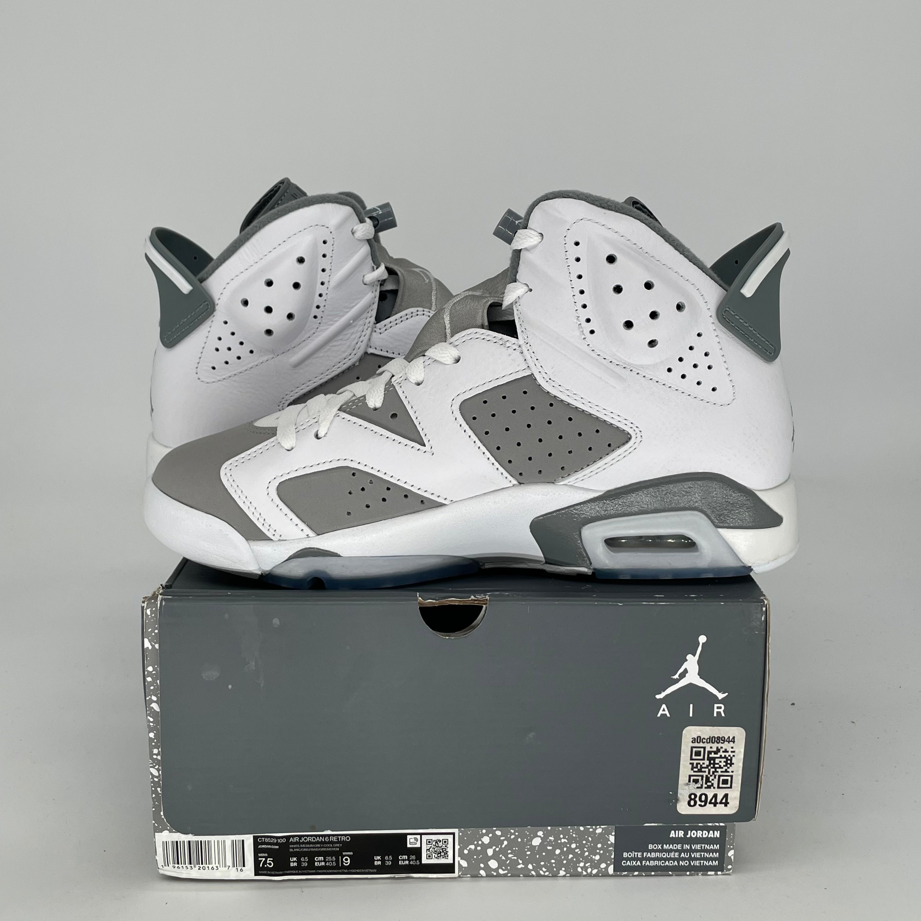 AIR JORDAN 6 COOL GREY SIZE 7.5/9W CT8529-100