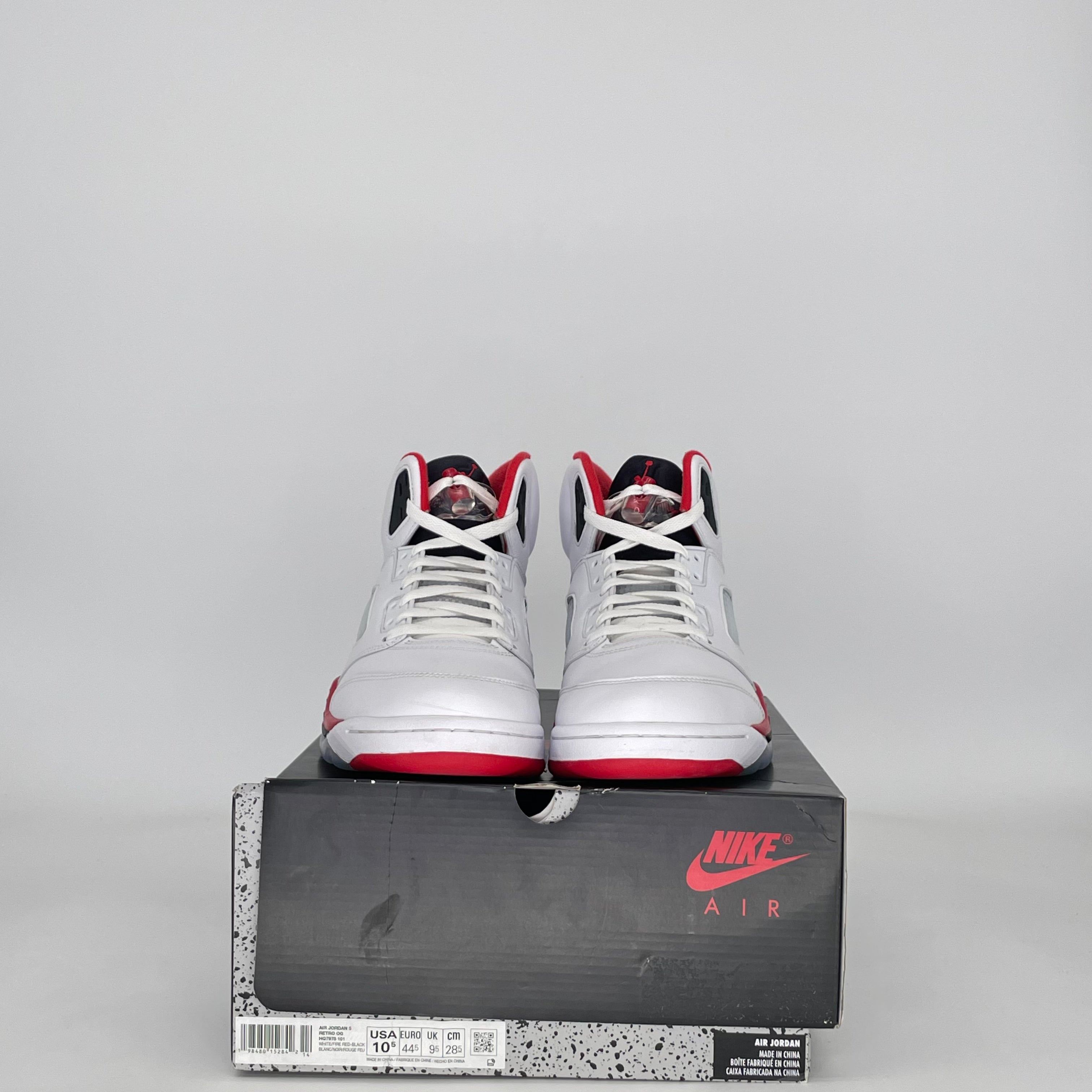 AIR JORDAN 5 FIRE RED BLACK TONGUE HQ7978-101 SIZE 10.5/12W