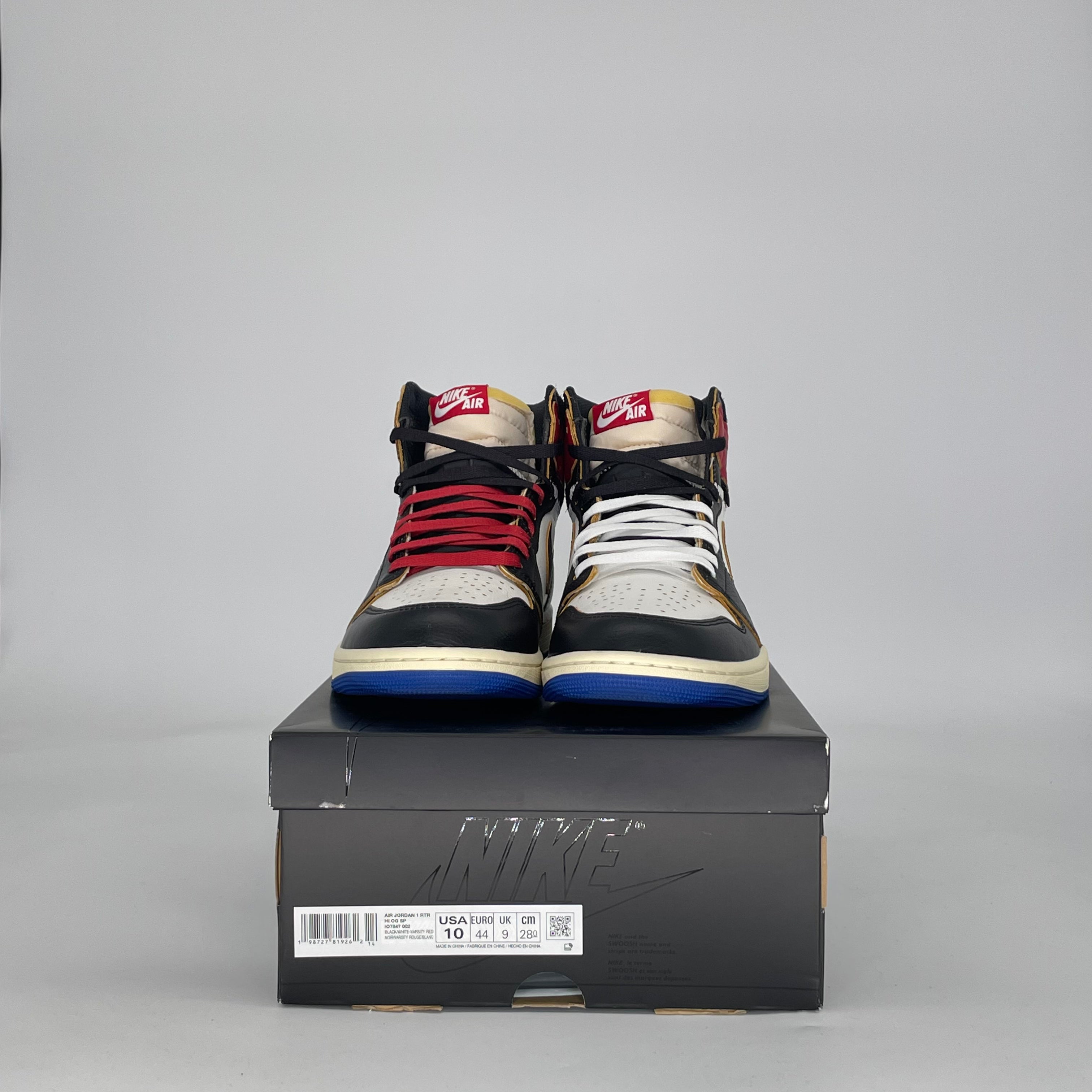 AIR JORDAN 1 HIGH FRAGMENT X UNION LA VARSITY RED SPORT ROYAL IO7847-002 SIZE 10/11.5W