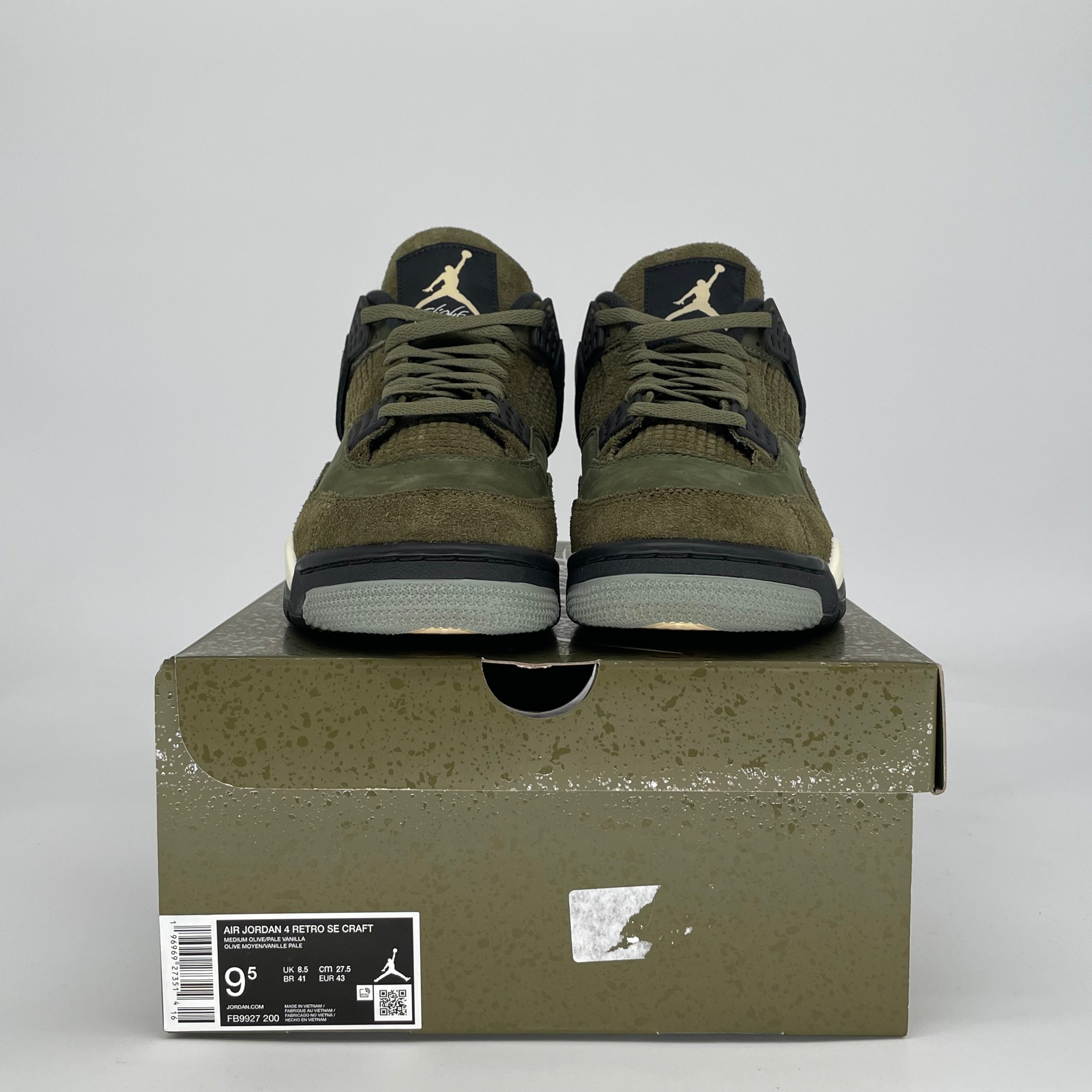AIR JORDAN 4 CRAFT MEDIUM OLIVE FB9927-200 SIZE 9.5/11W