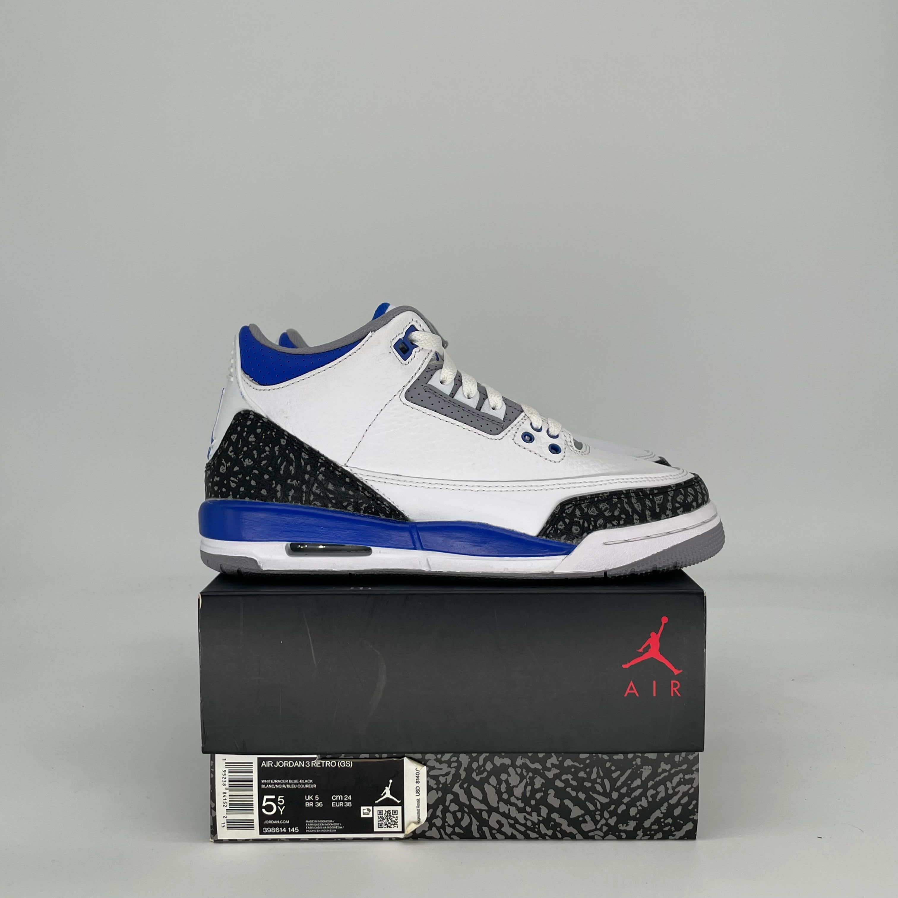AIR JORDAN 3 RACER BLUE CT8532-145 SIZE 5.5/7W