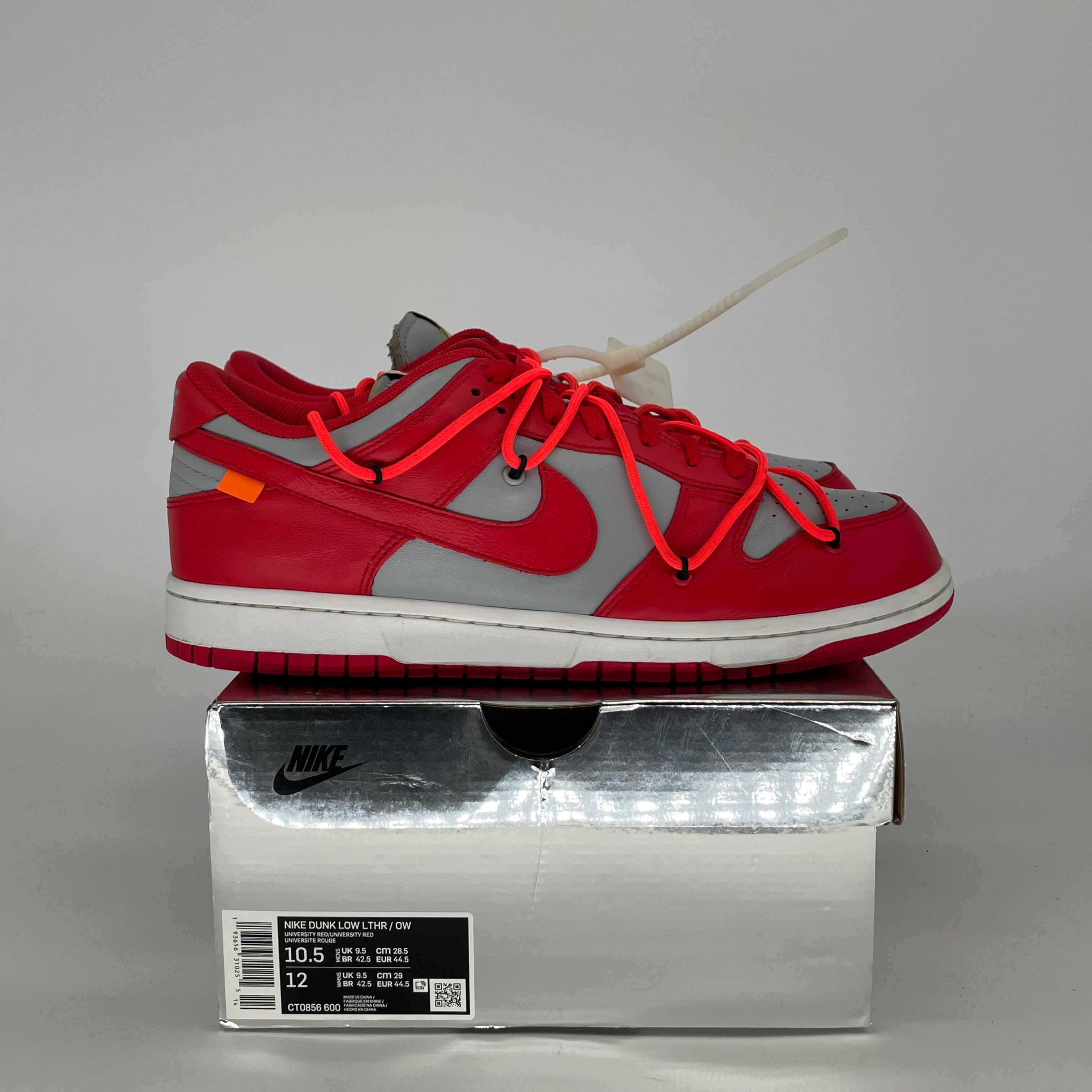 OFF WHITE X NIKE DUNK LOW UNIVERSITY RED CT0856-600 SIZE 10.5/12W