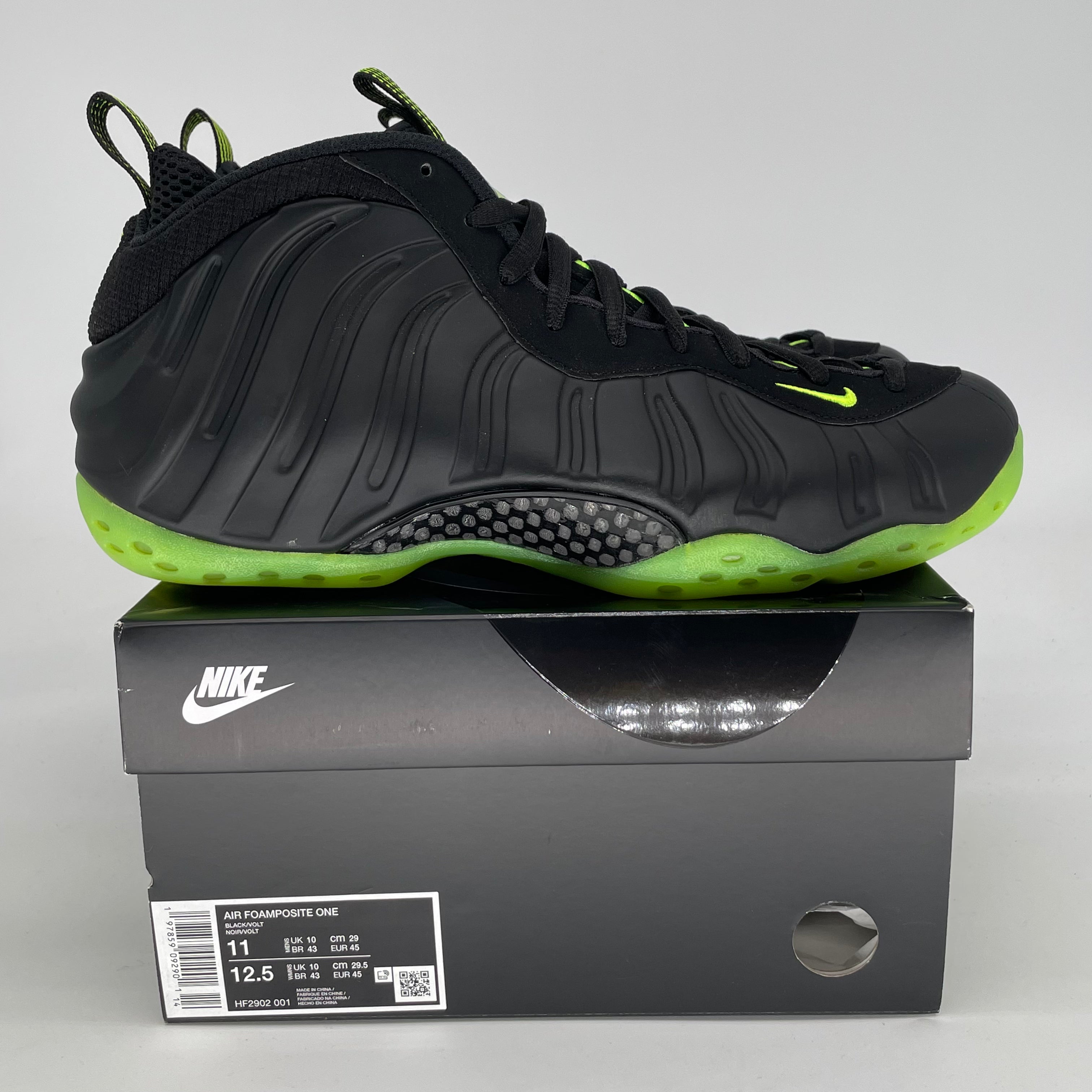 NIKE AIR FOAMPOSITE ONE BLACK VOLT HF2902-001 SIZE 11/12.5W