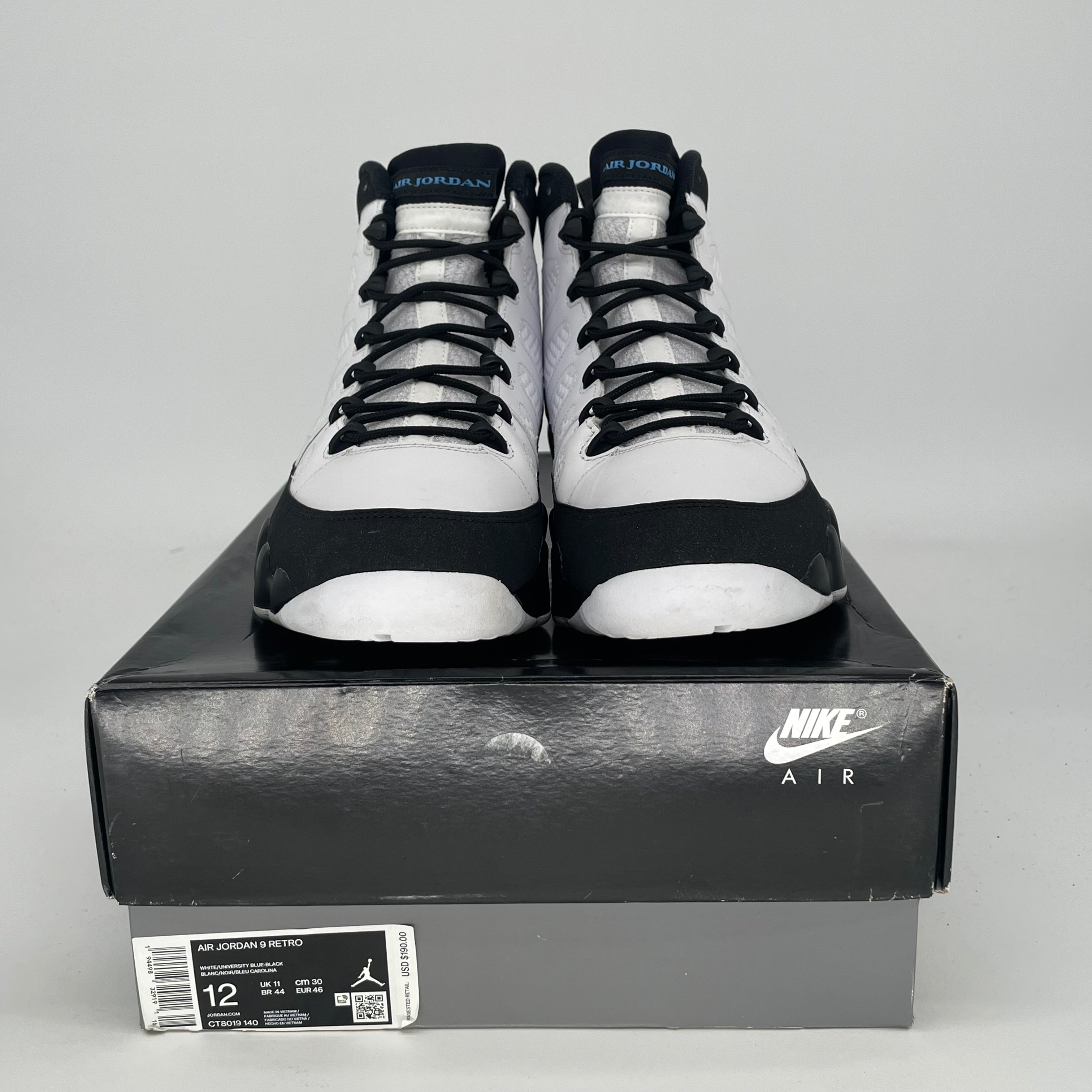 AIR JORDAN 9 UNIVERSITY BLUE CT8019-140 SIZE 12/13.5W
