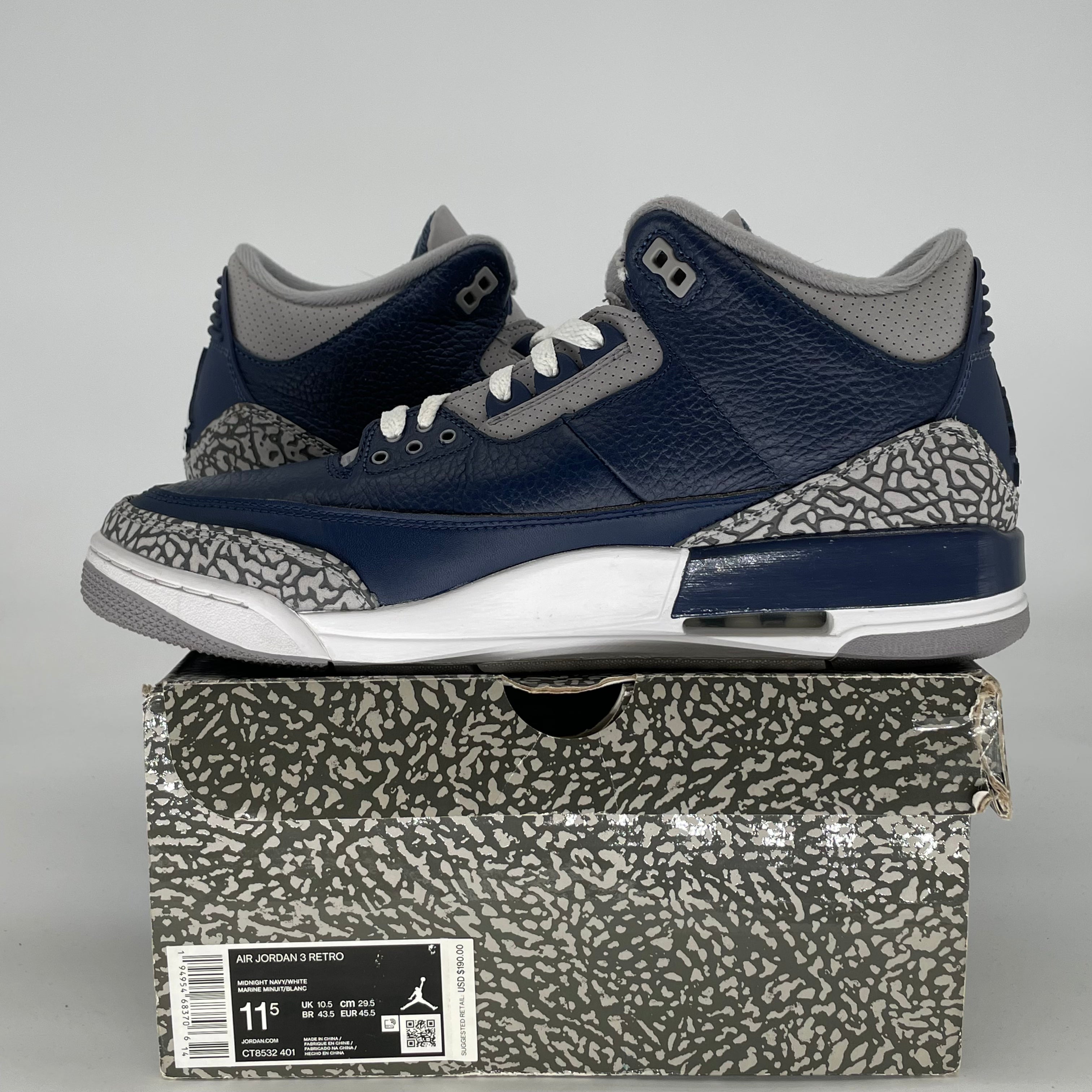 AIR JORDAN 3 GEORGETOWN CT8532-401 SIZE 11.5/13W