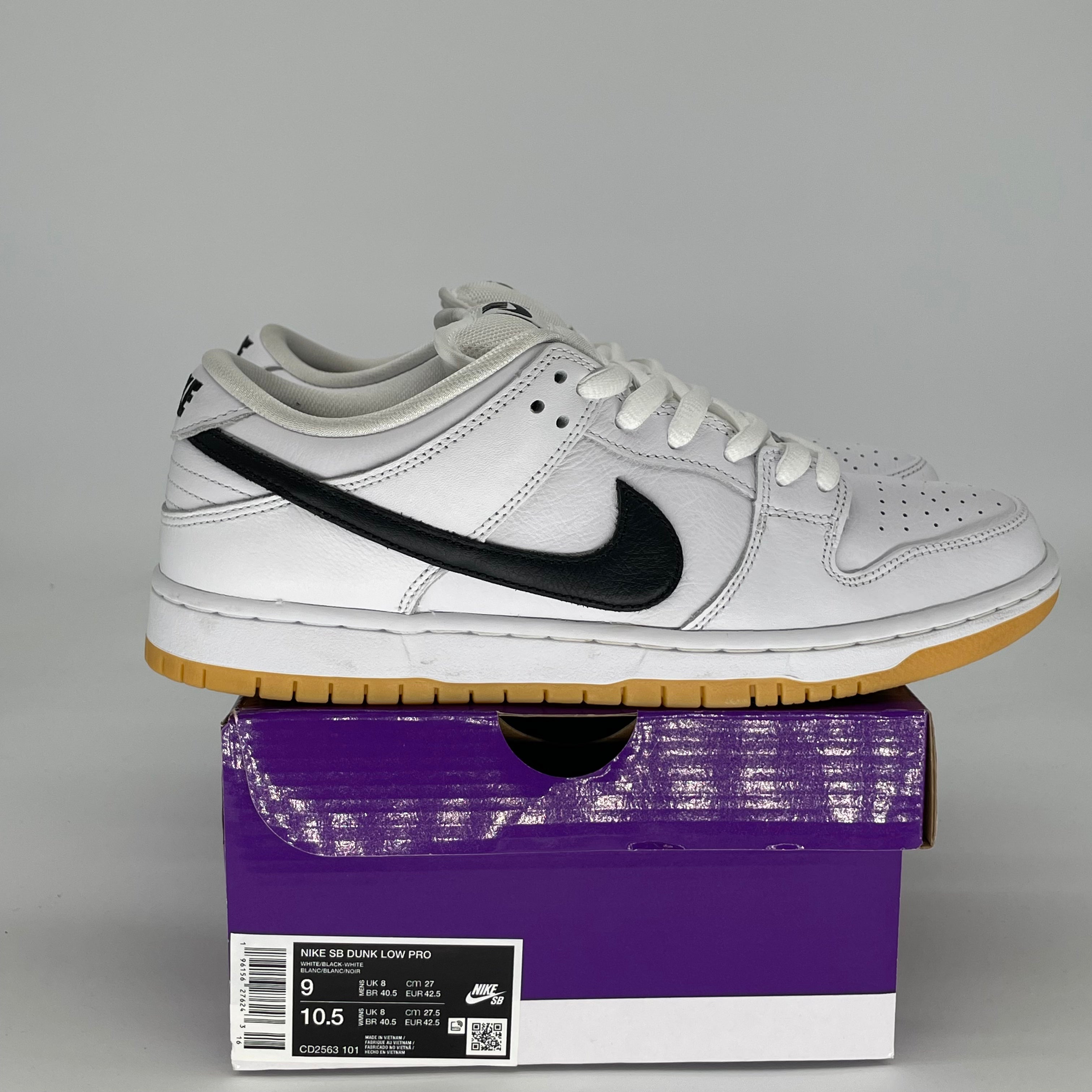 NIKE SB DUNK LOW WHITE GUM CD2563-101 SIZE 9/10.5W