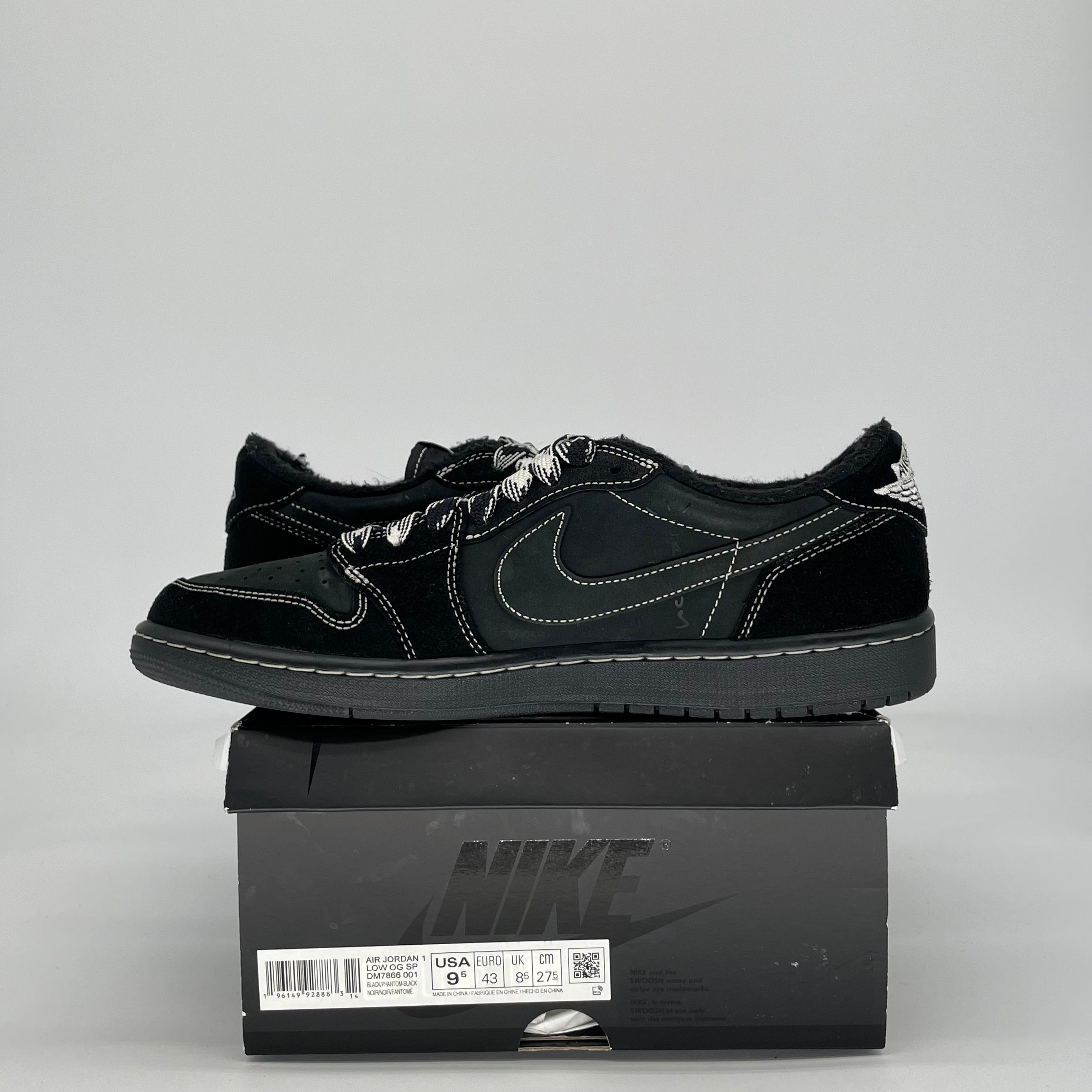 AIR JORDAN 1 LOW X TRAVIS SCOTT BLACK PHANTOM DM7866-001 SIZE 9.5/11W