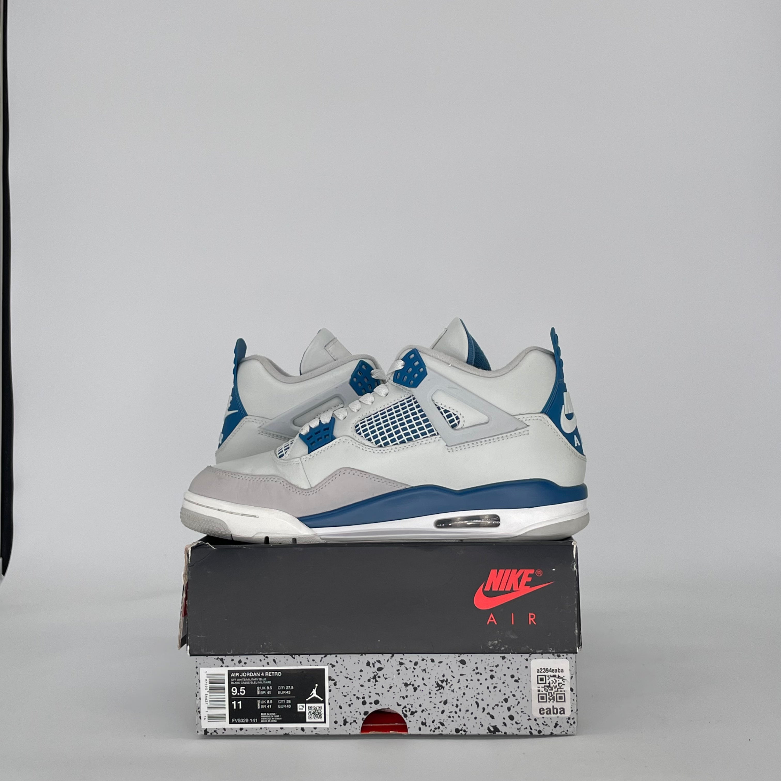 AIR JORDAN 4 MILITARY BLUE FV5029-141 SIZE 9.5/11W