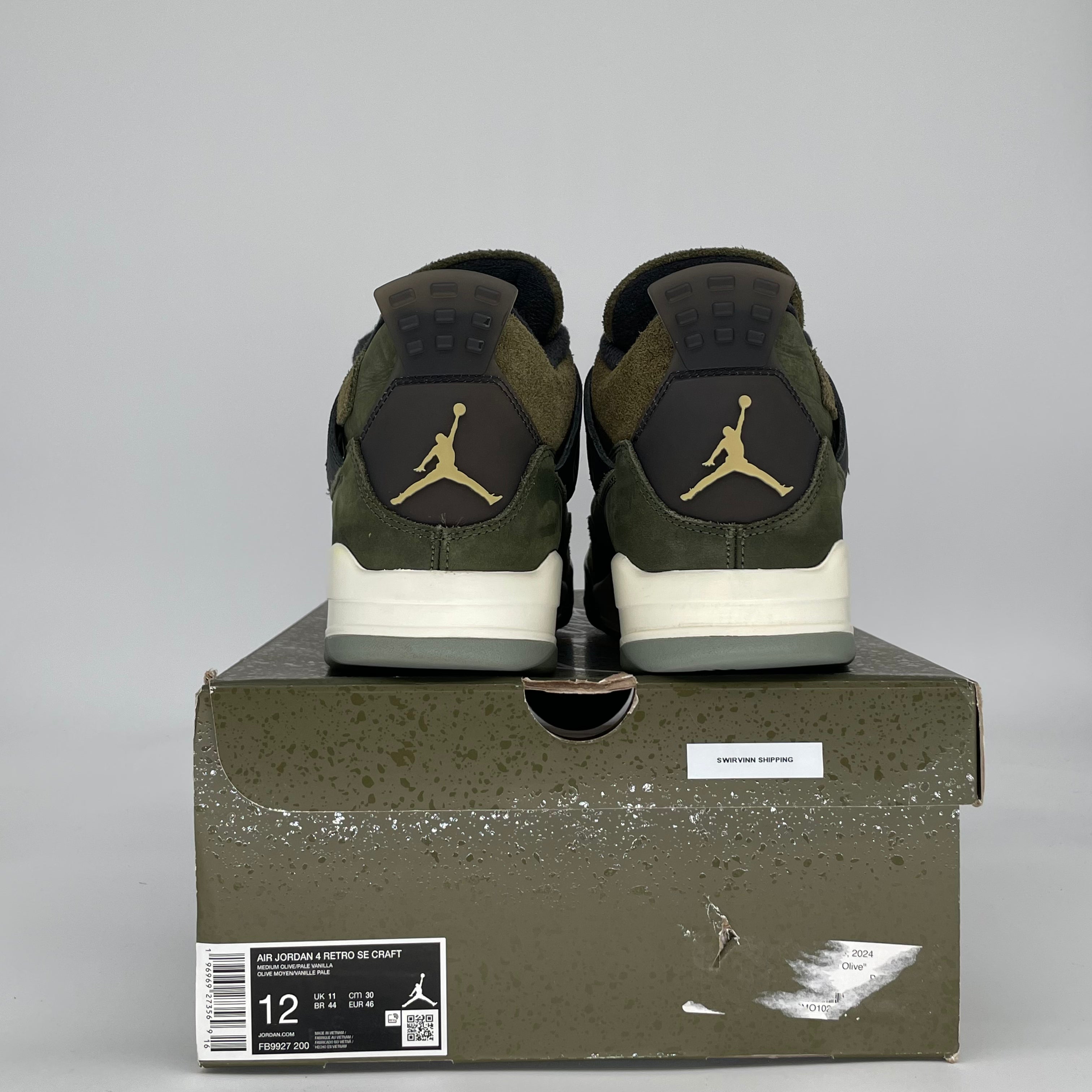 AIR JORDAN 4 CRAFT MEDIUM OLIVE FB9927-200 SIZE 12/13.5W