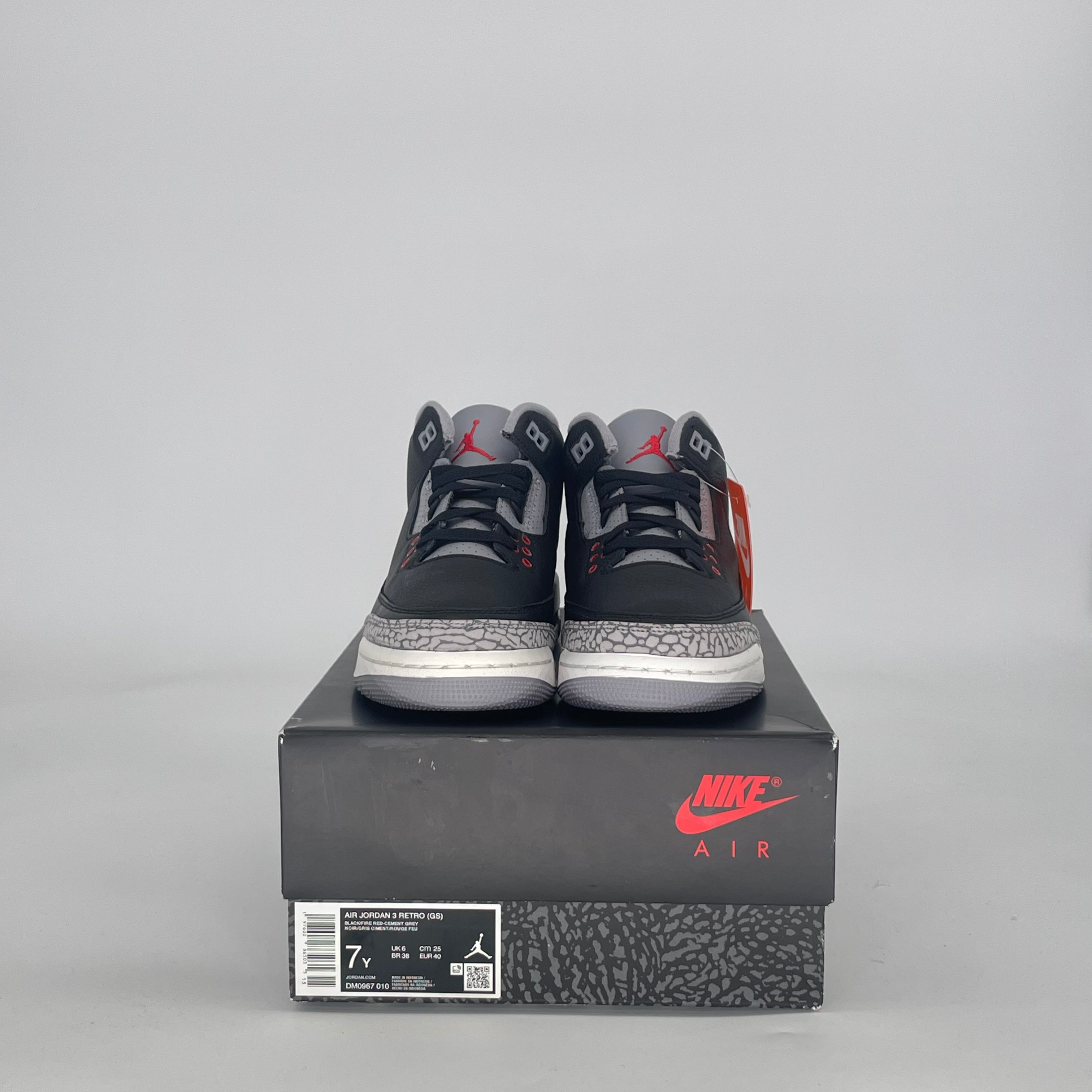 AIR JORDAN 3 BLACK CEMENT DM0967-010 SIZE 7/8.5W GS