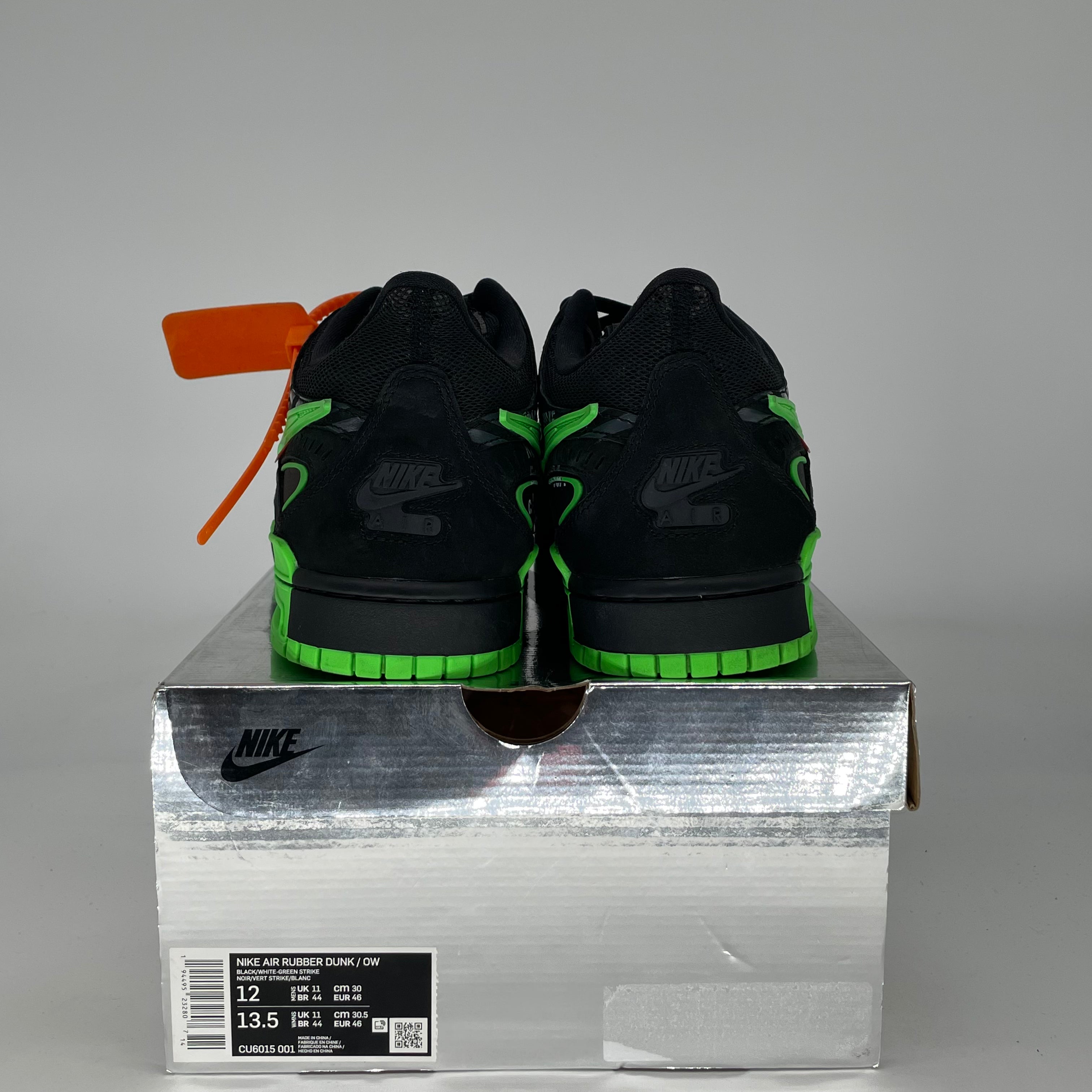 OFF WHITE X NIKE AIR RUBBER DUNK GREEN STRIKE CU6015-001 SIZE 12/13.5W