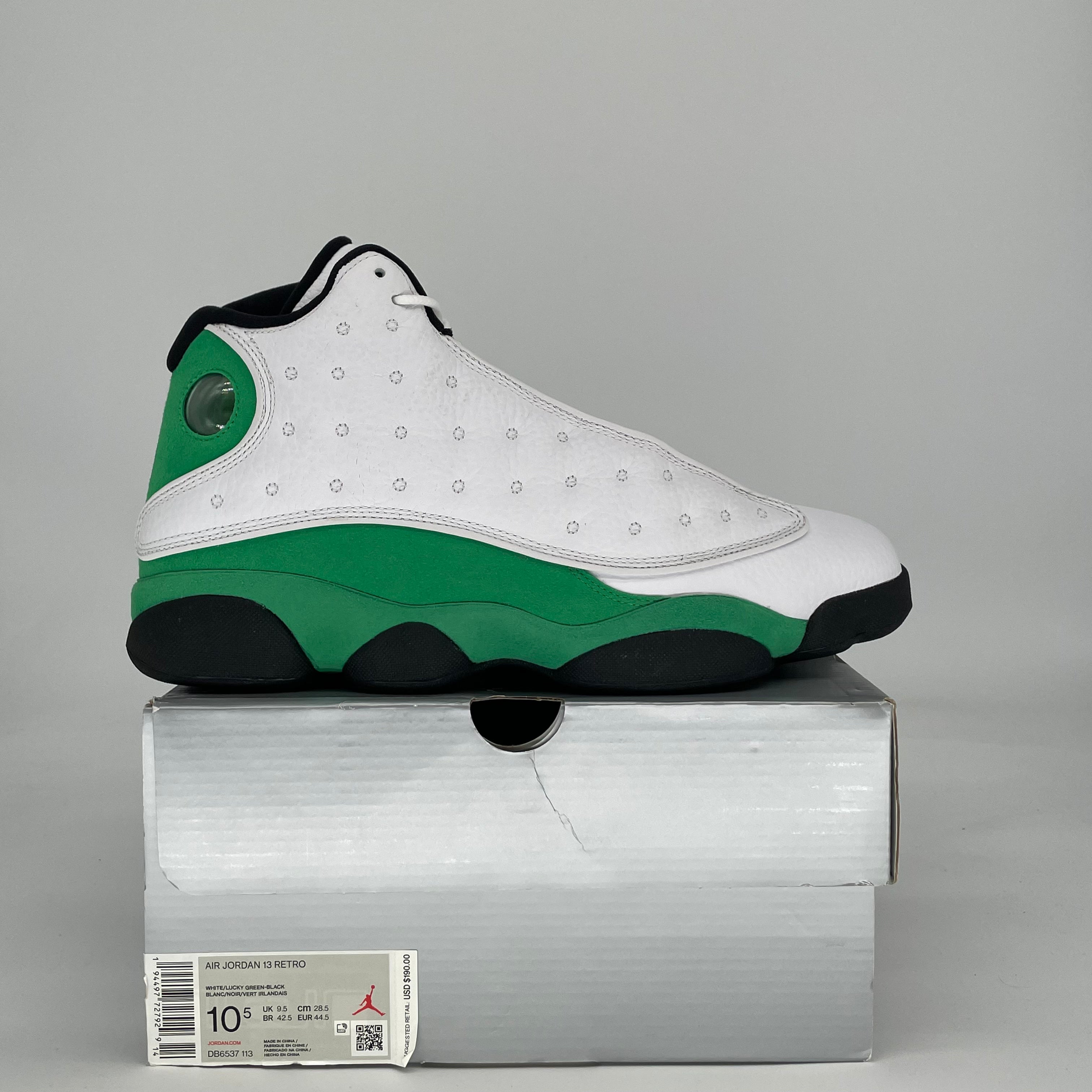 AIR JORDAN 13 WHITE LUCKY GREEN DB6537-113 SIZE 10/11.5W