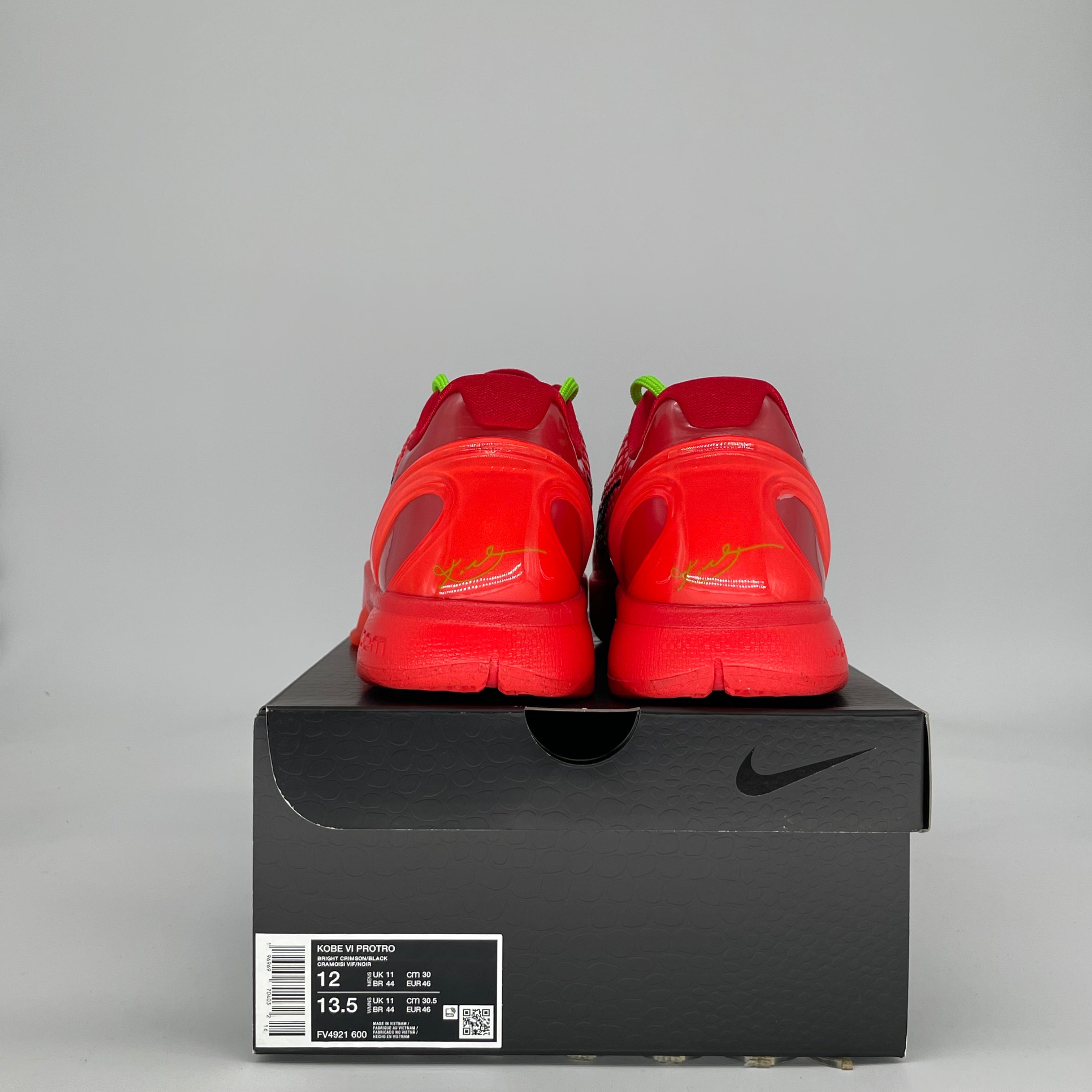 NIKE KOBE 6 PROTRO REVERSE GRINCH FV4921-600 SIZE 12/13.5W