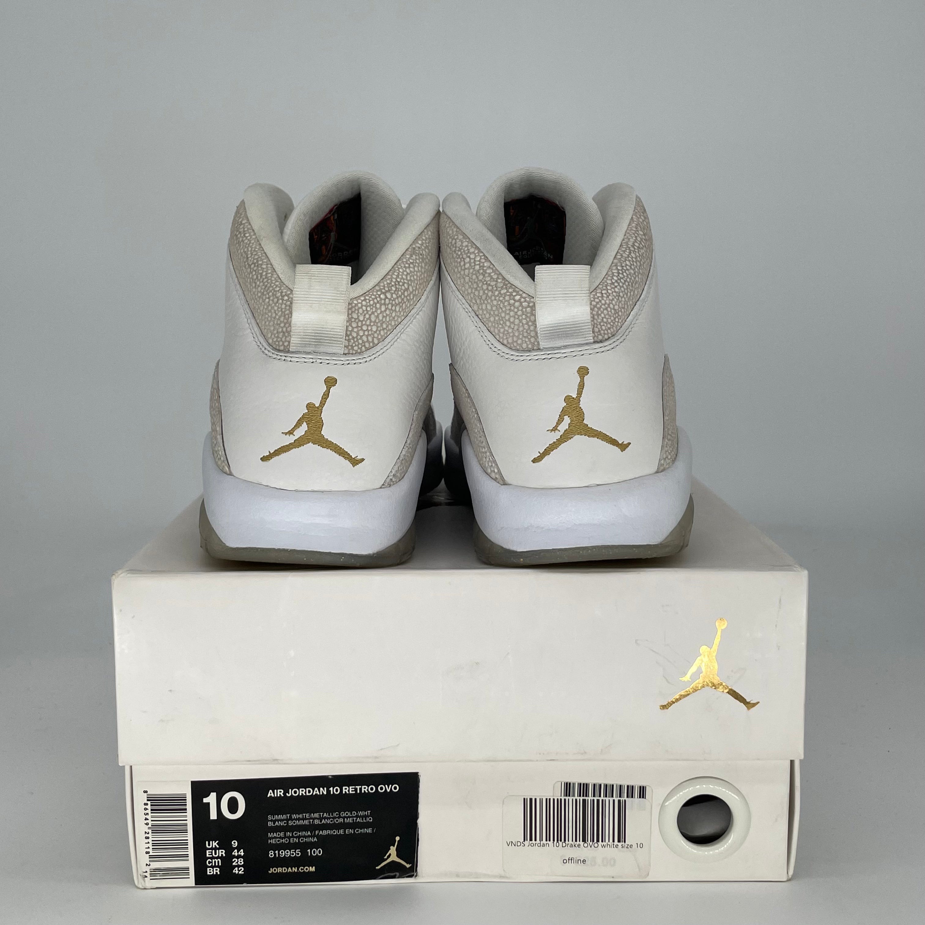AIR JORDAN 10 OVO DRAKE WHITE 819955-100 SIZE 10/11.5W