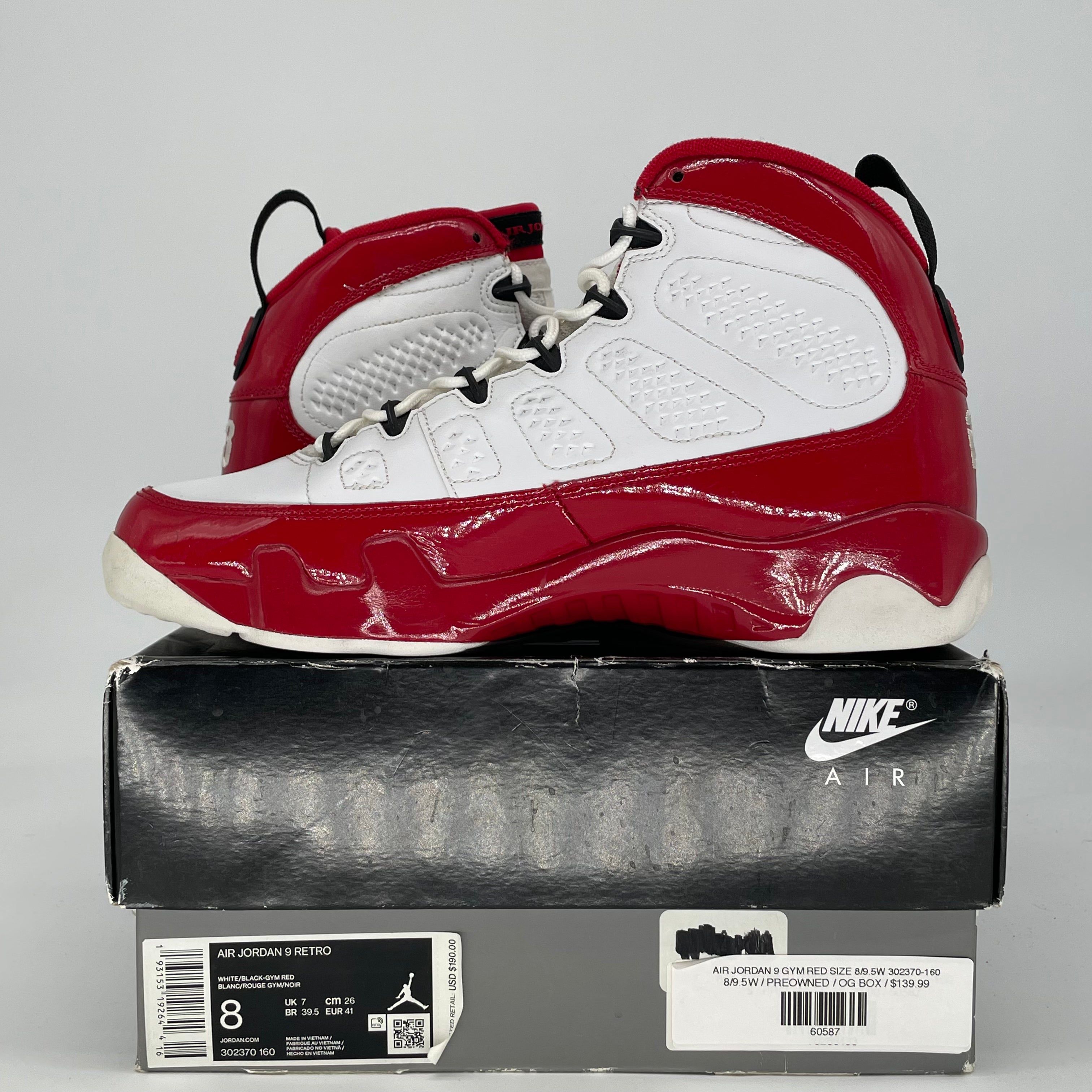 AIR JORDAN 9 GYM RED SIZE 8/9.5W 302370-160