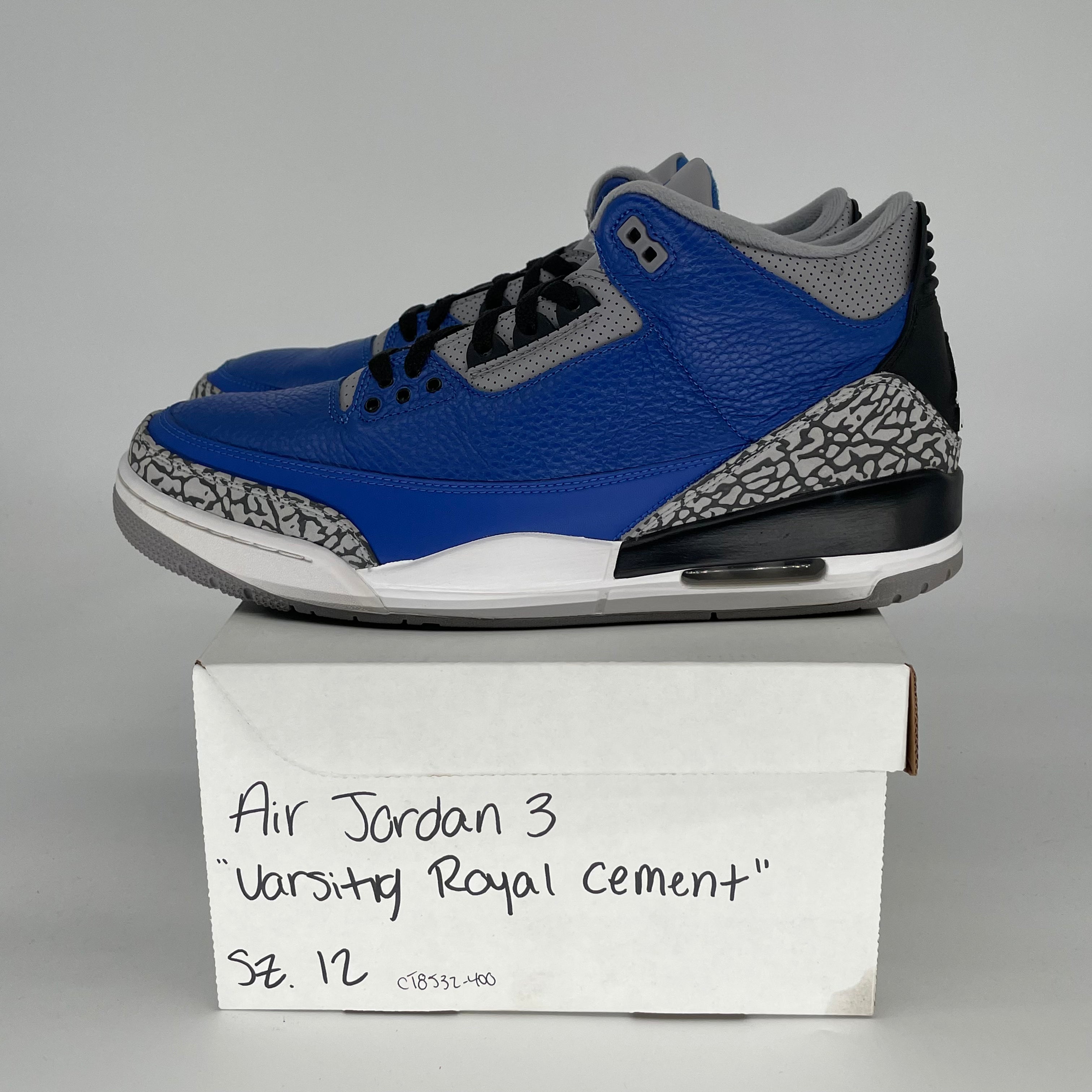 AIR JORDAN 3 VARSITY ROYAL CEMENT SIZE 12 CT8532-400