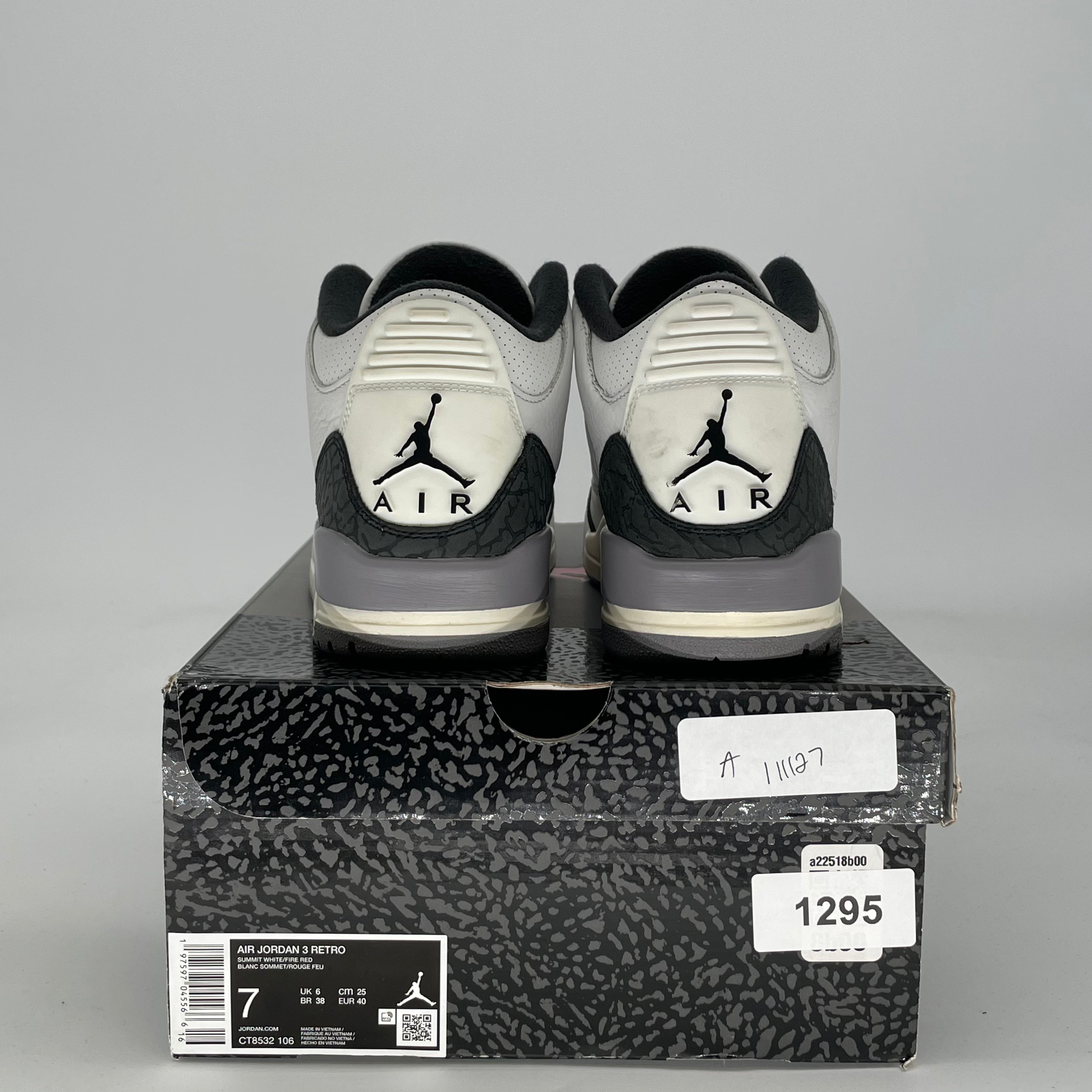 AIR JORDAN 3 CEMENT GREY CT8532-106 SIZE 7/8.5W