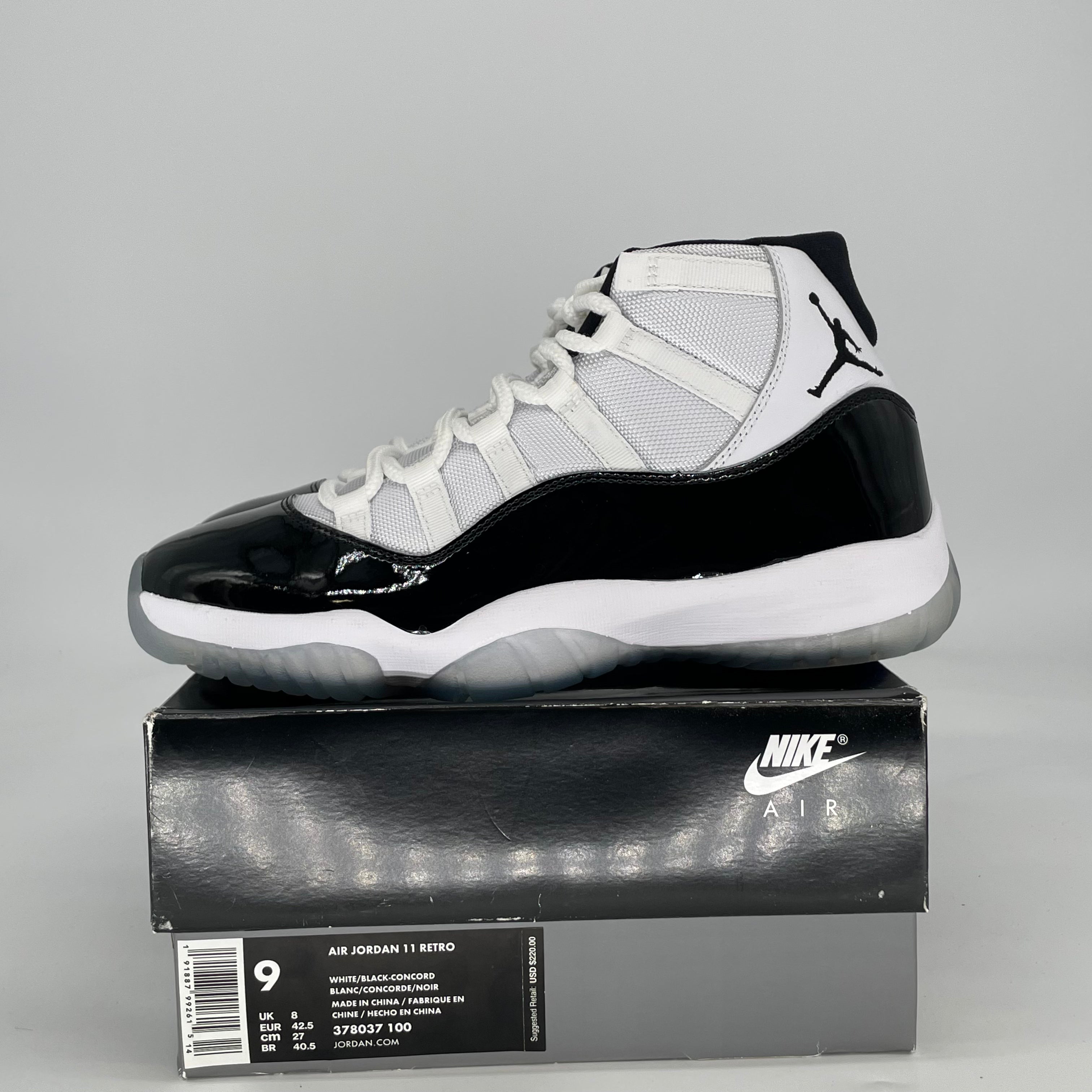 AIR JORDAN 11 CONCORD 378037-100 SIZE 9/10.5W