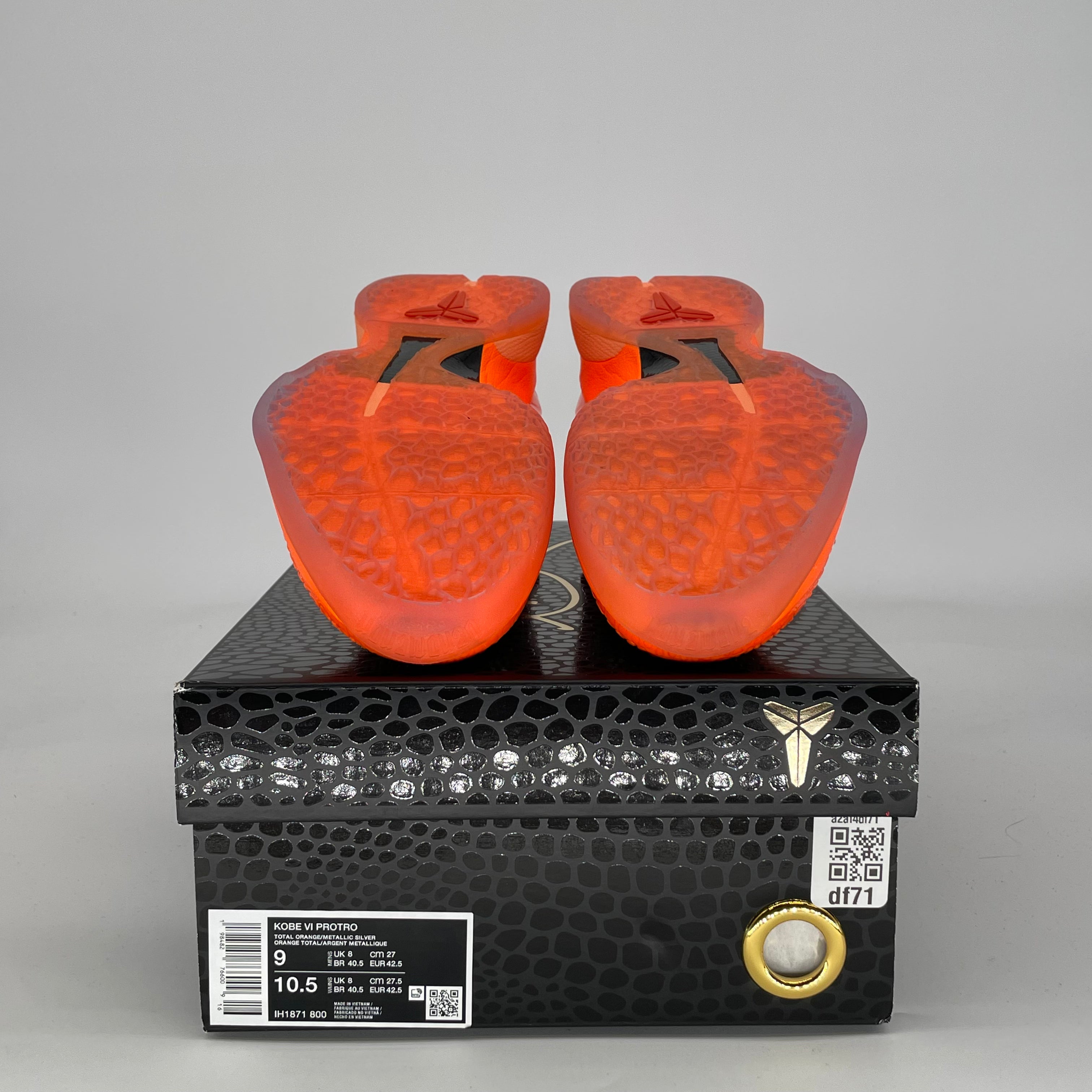 NIKE KOBE 6 PROTRO TOTAL ORANGE IH1871-800 SIZE 9/10.5W