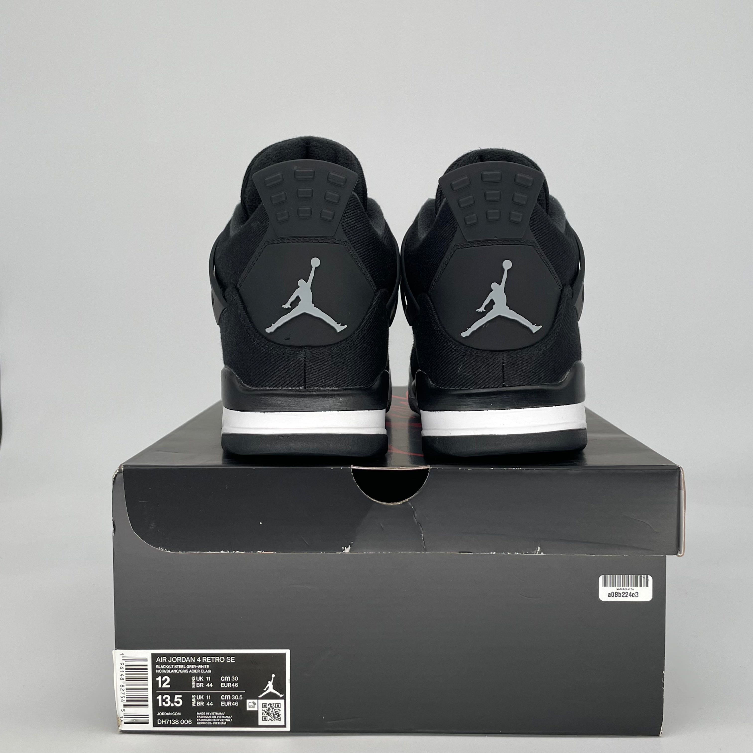 AIR JORDAN 4 BLACK CANVAS DH7138-006 SIZE 12/13.5W
