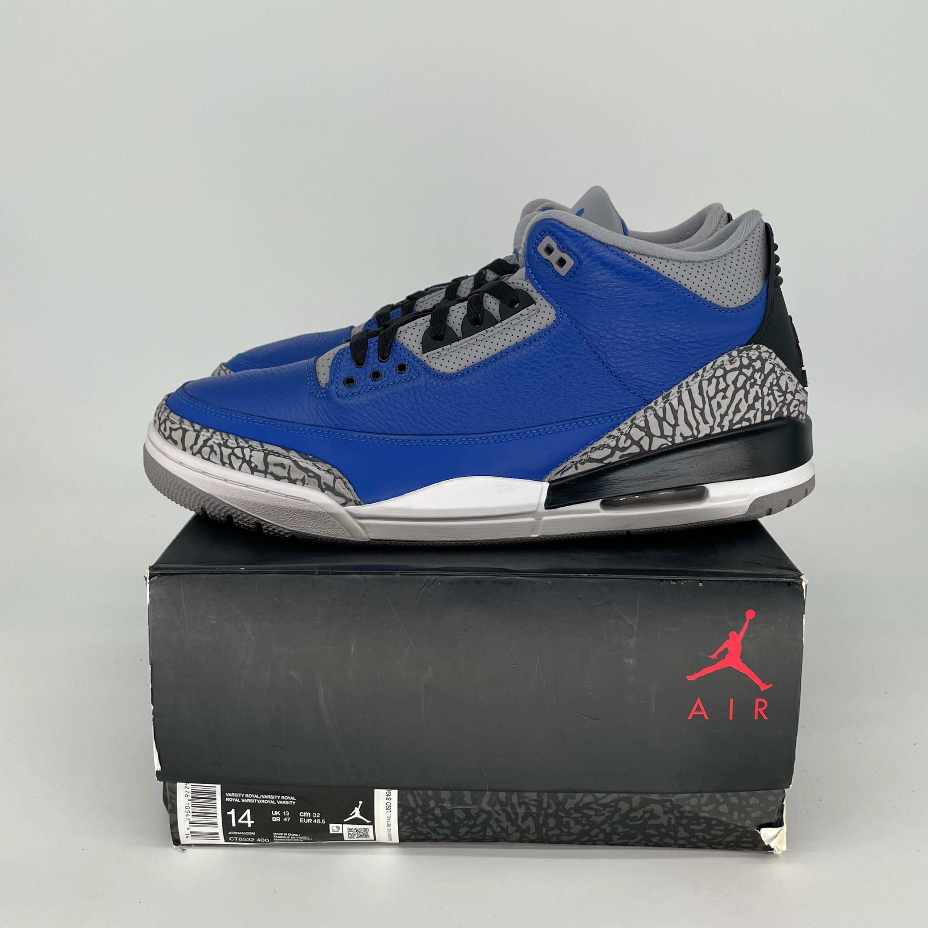 AIR JORDAN 3 VARSITY ROYAL CEMENT SIZE 14/15/5W CT8532-400
