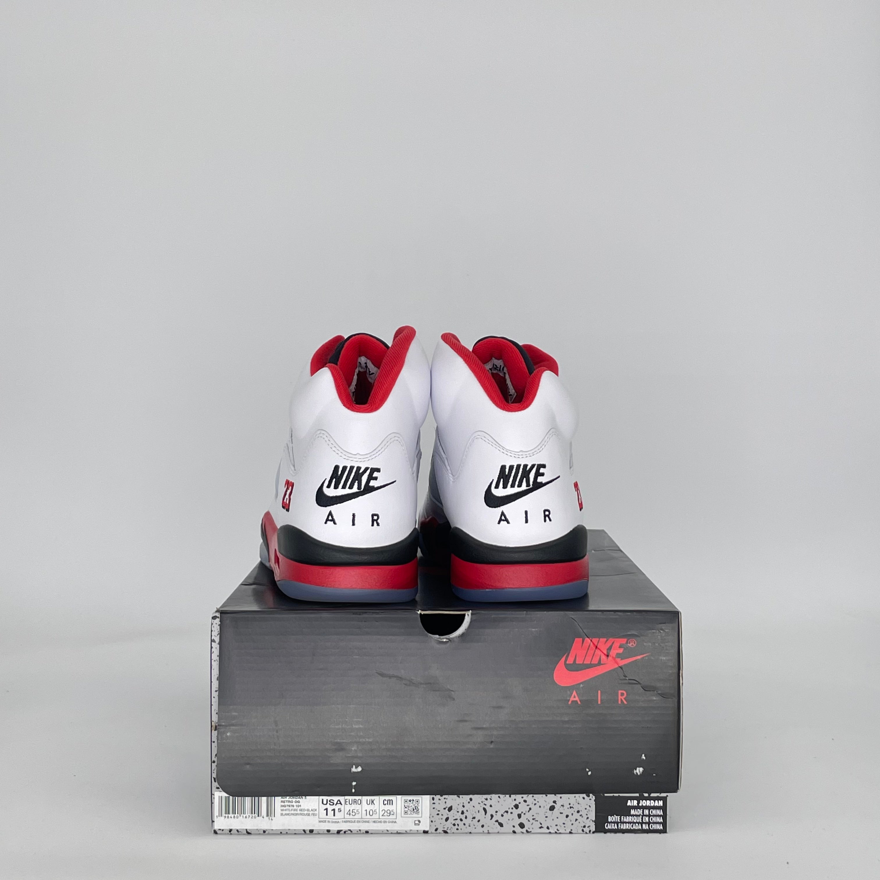 AIR JORDAN 5 FIRE RED BLACK TONGUE HQ7978-101 SIZE 11.5/13W