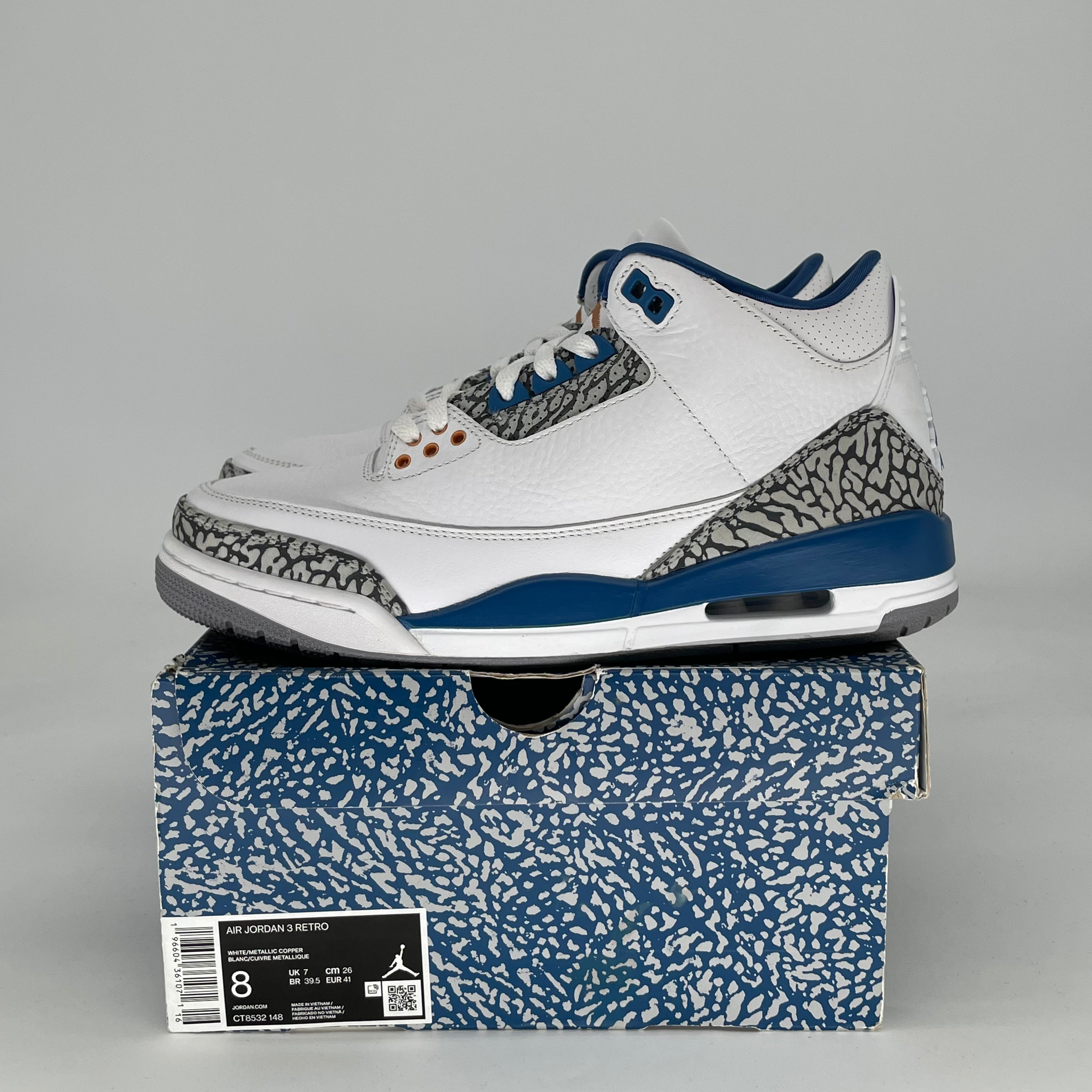 AIR JORDAN 3 WIZARDS CT8532-148 SIZE 8/9.5W
