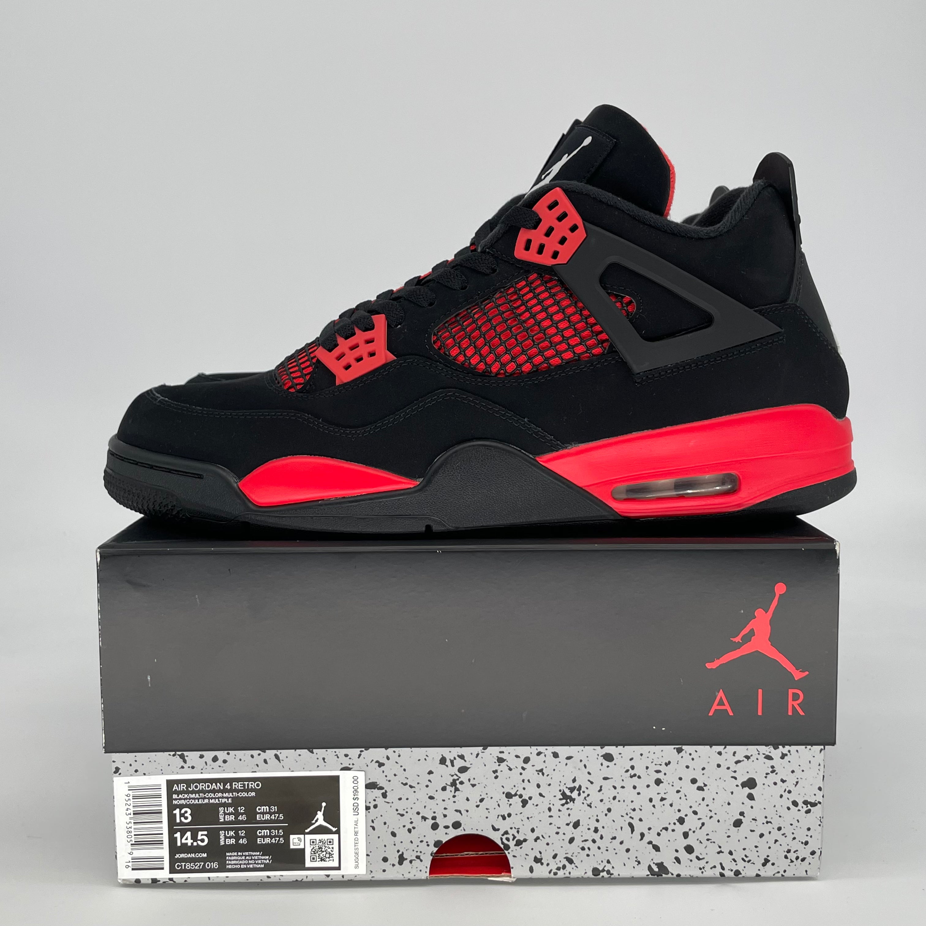 AIR JORDAN 4 RED THUNDER CT8527-016 SIZE 13/14.5W