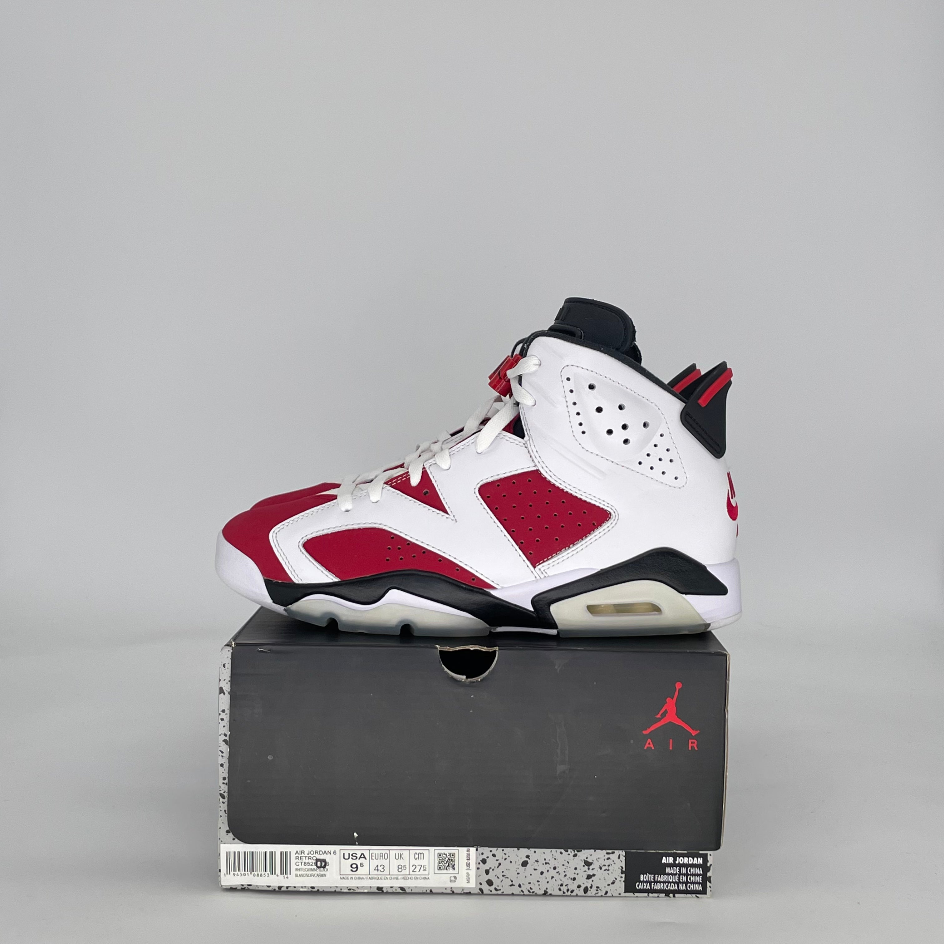 AIR JORDAN 6 CARMINE (2021) CT8529-106 SIZE 9.5/11W