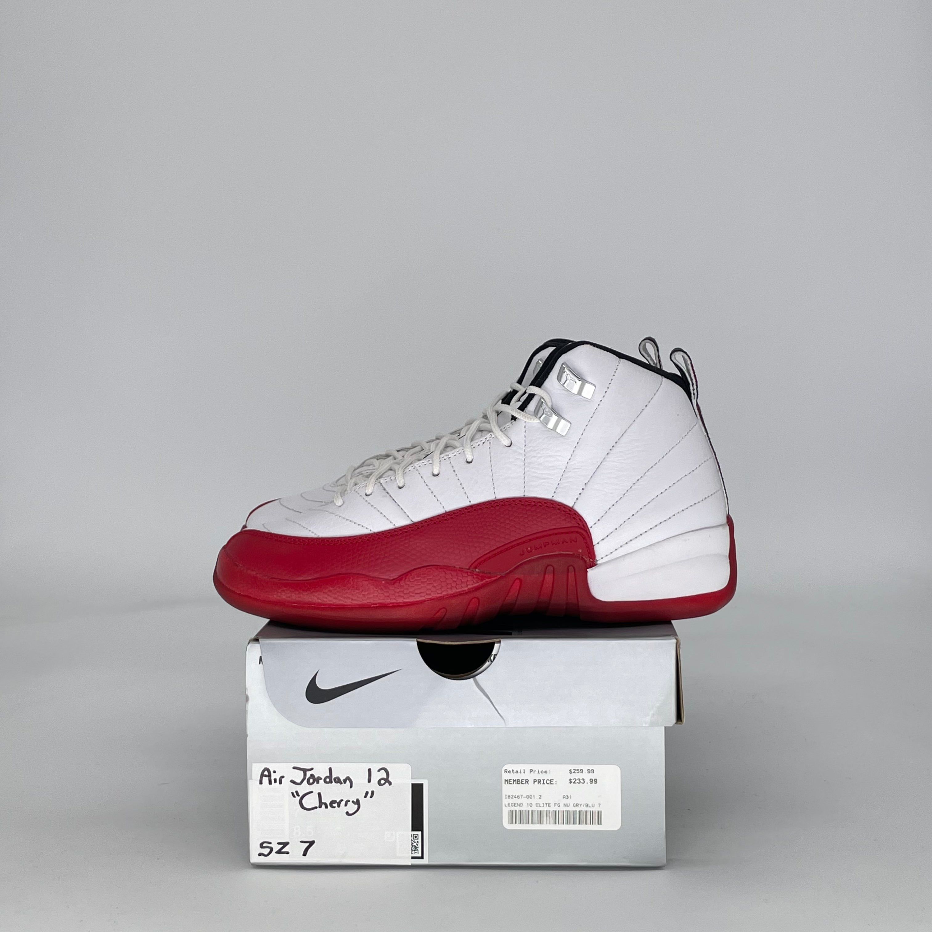 AIR JORDAN 12 CHERRY 153265-116 SIZE 7/8.5W GS
