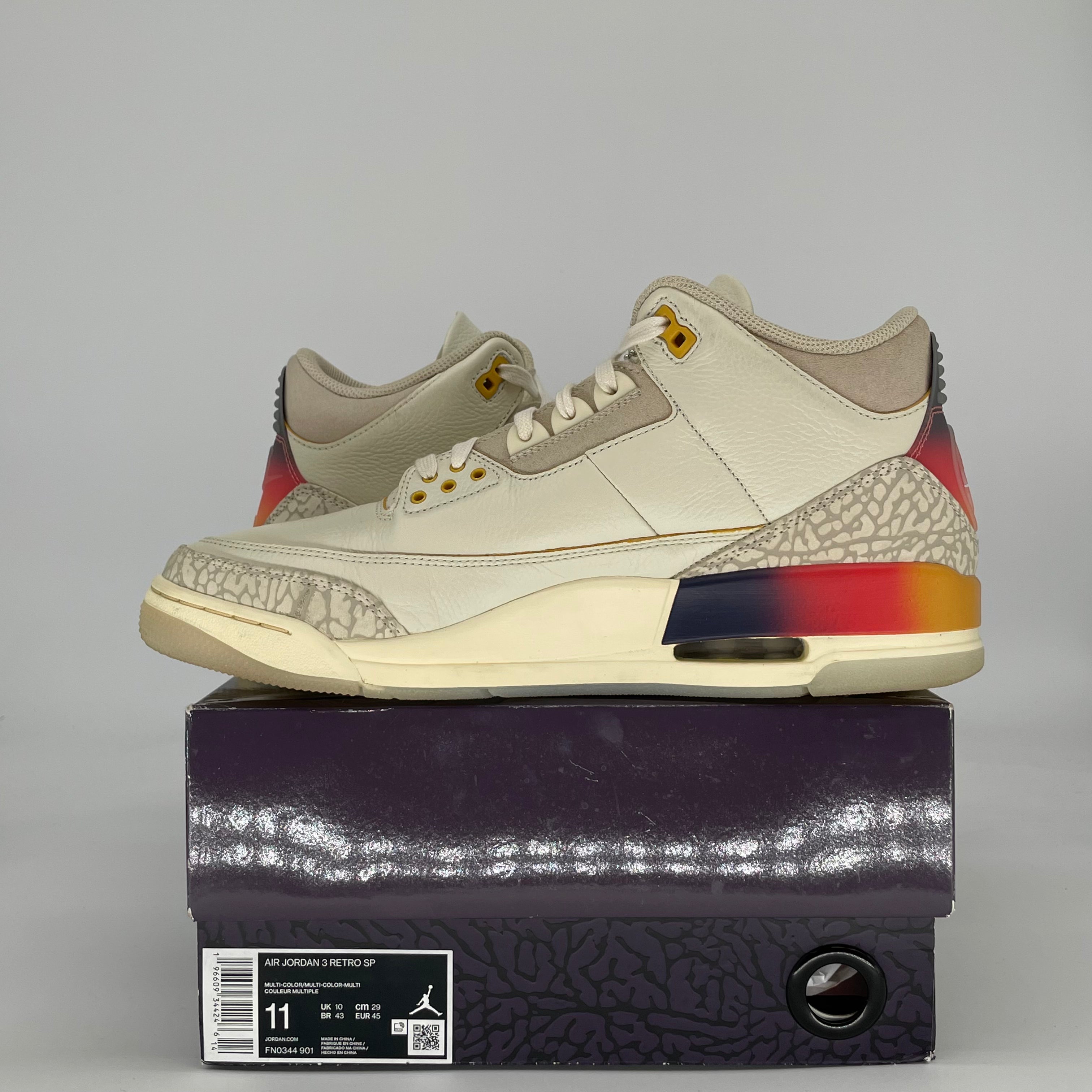 AIR JORDAN 3 J BALVIN MEDELLIN SUNSET FN0344-901 SIZE 11/12.5W