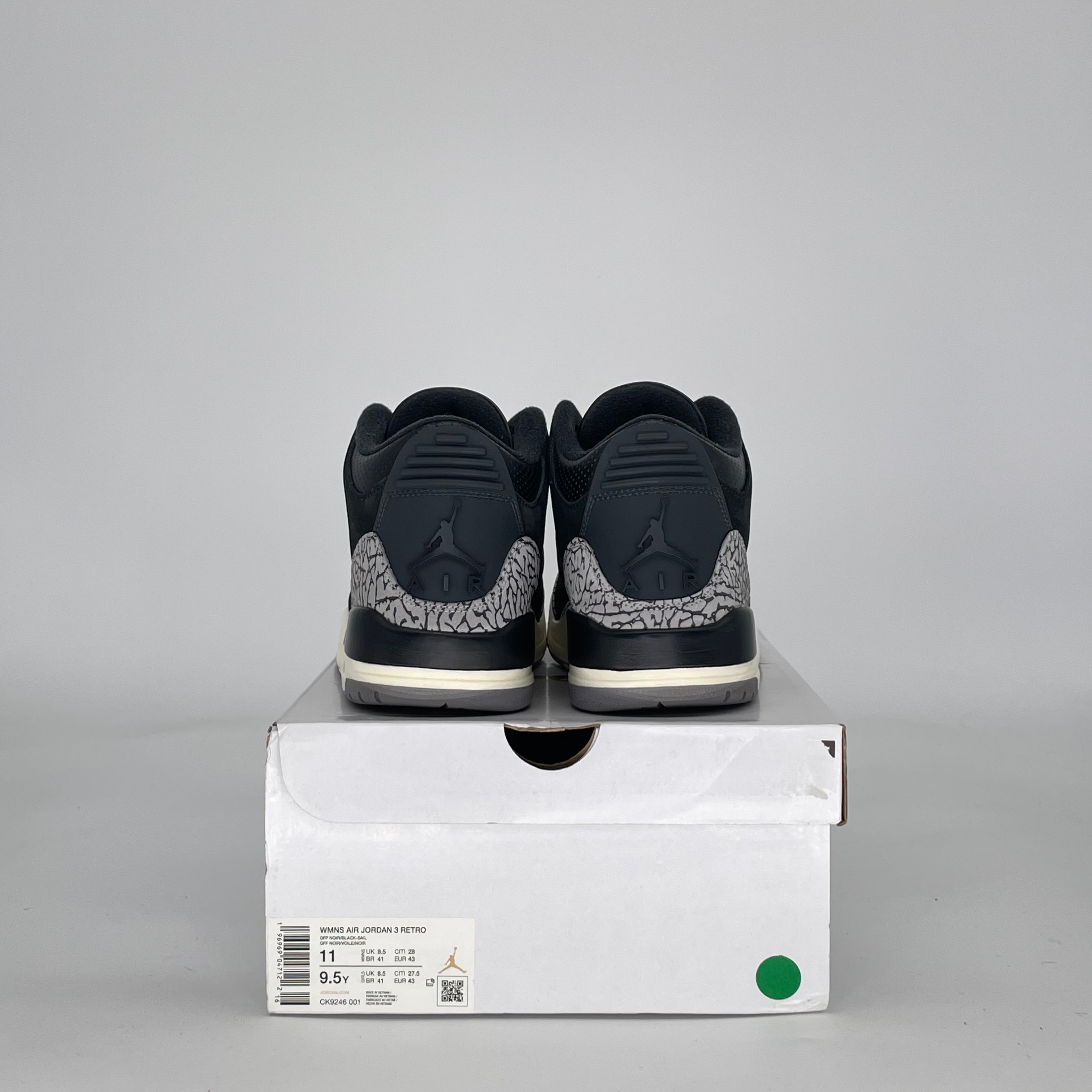 AIR JORDAN 3 OFF NOIR CK9246-001 SIZE 9.5/11W