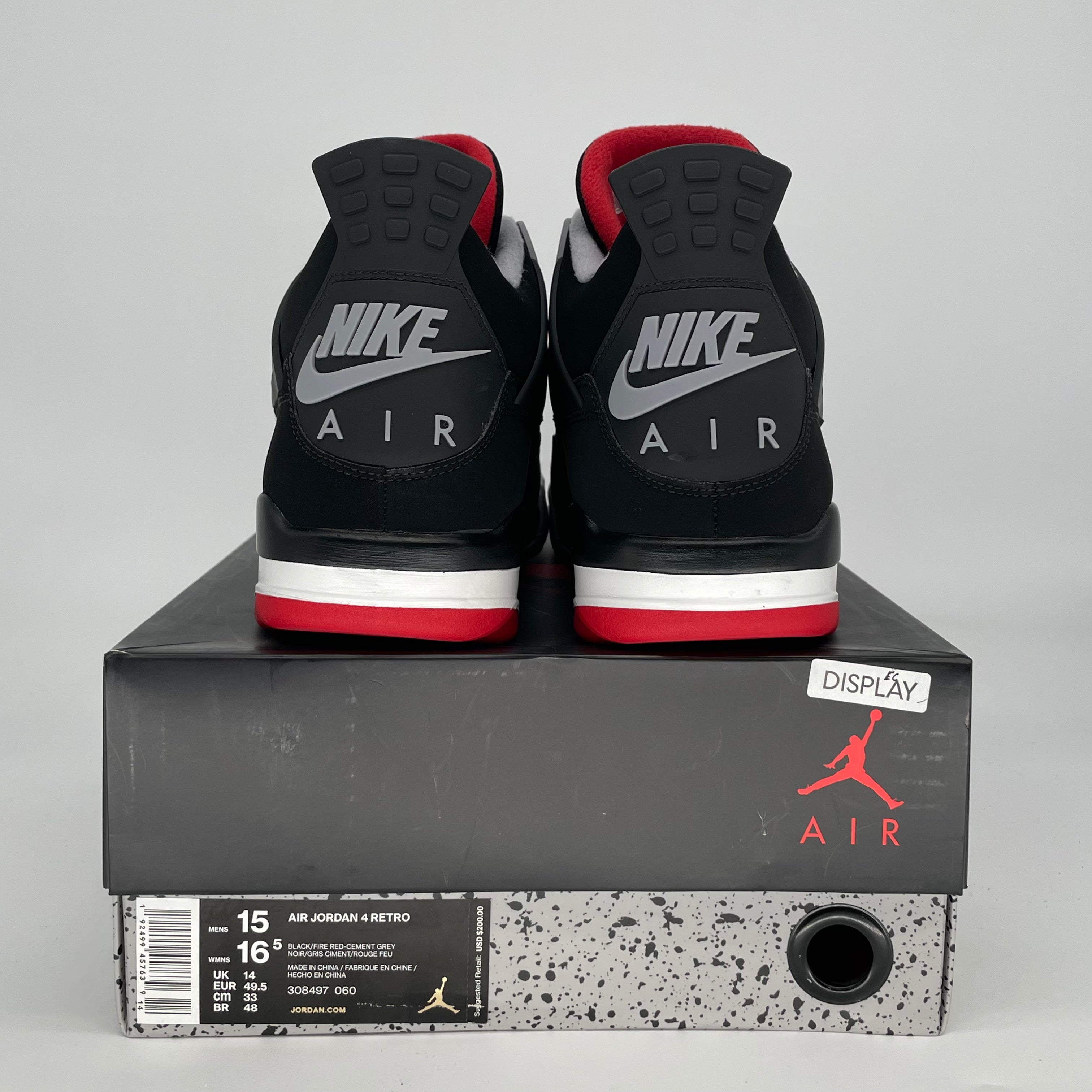 AIR JORDAN 4 BRED 2019 308497-060 SIZE 15/16.5W