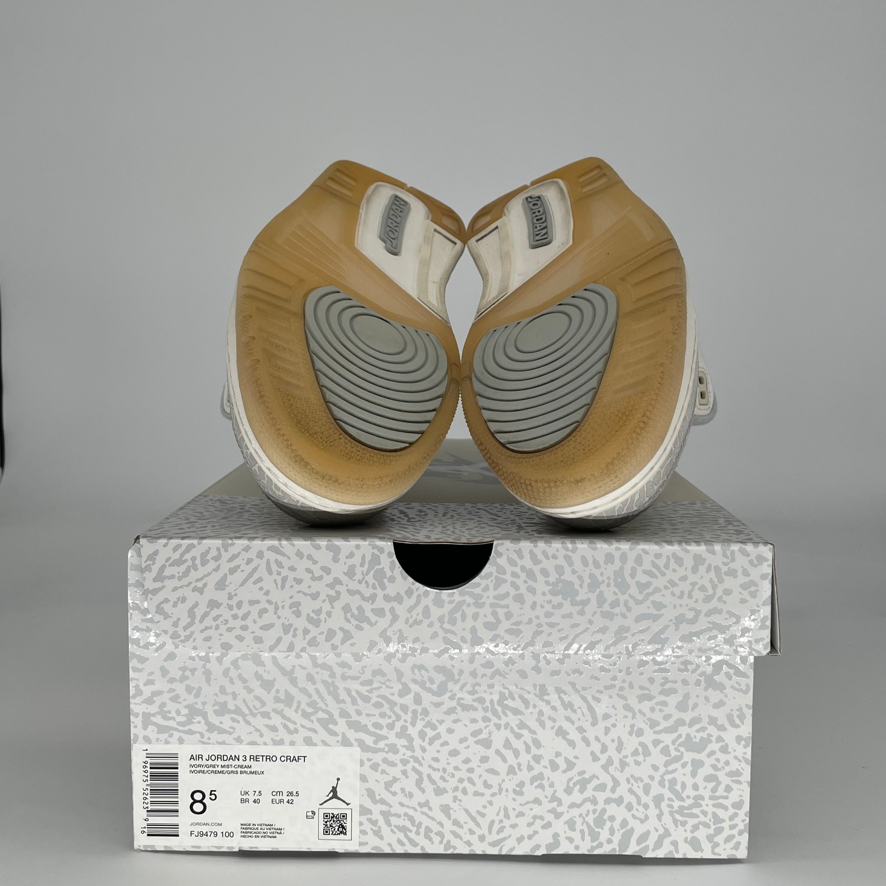 AIR JORDAN 3 CRAFT IVORY FJ9479-100 SIZE 8.5/10W