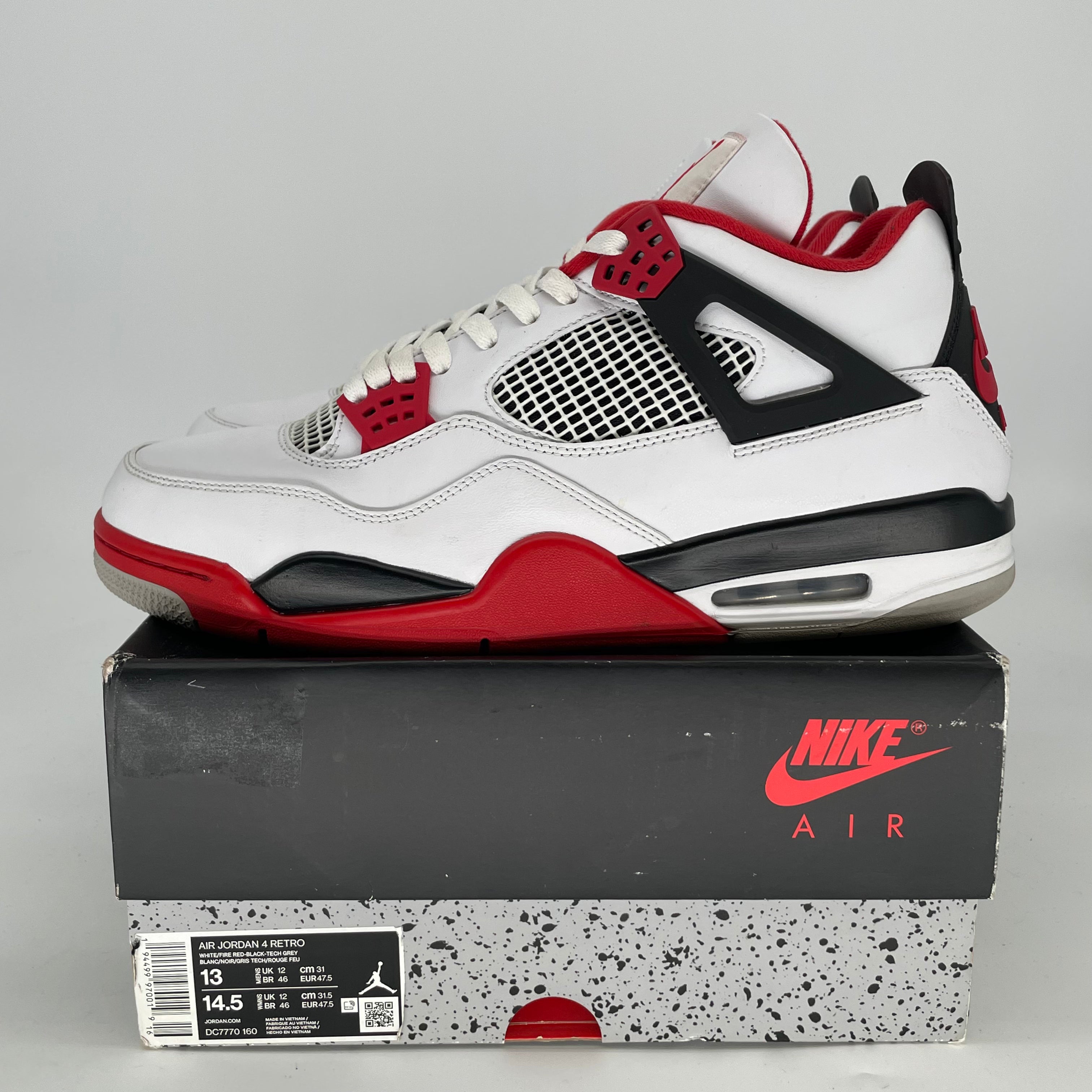 AIR JORDAN 4 FIRE RED DC7770-160 SIZE 13/14.5W