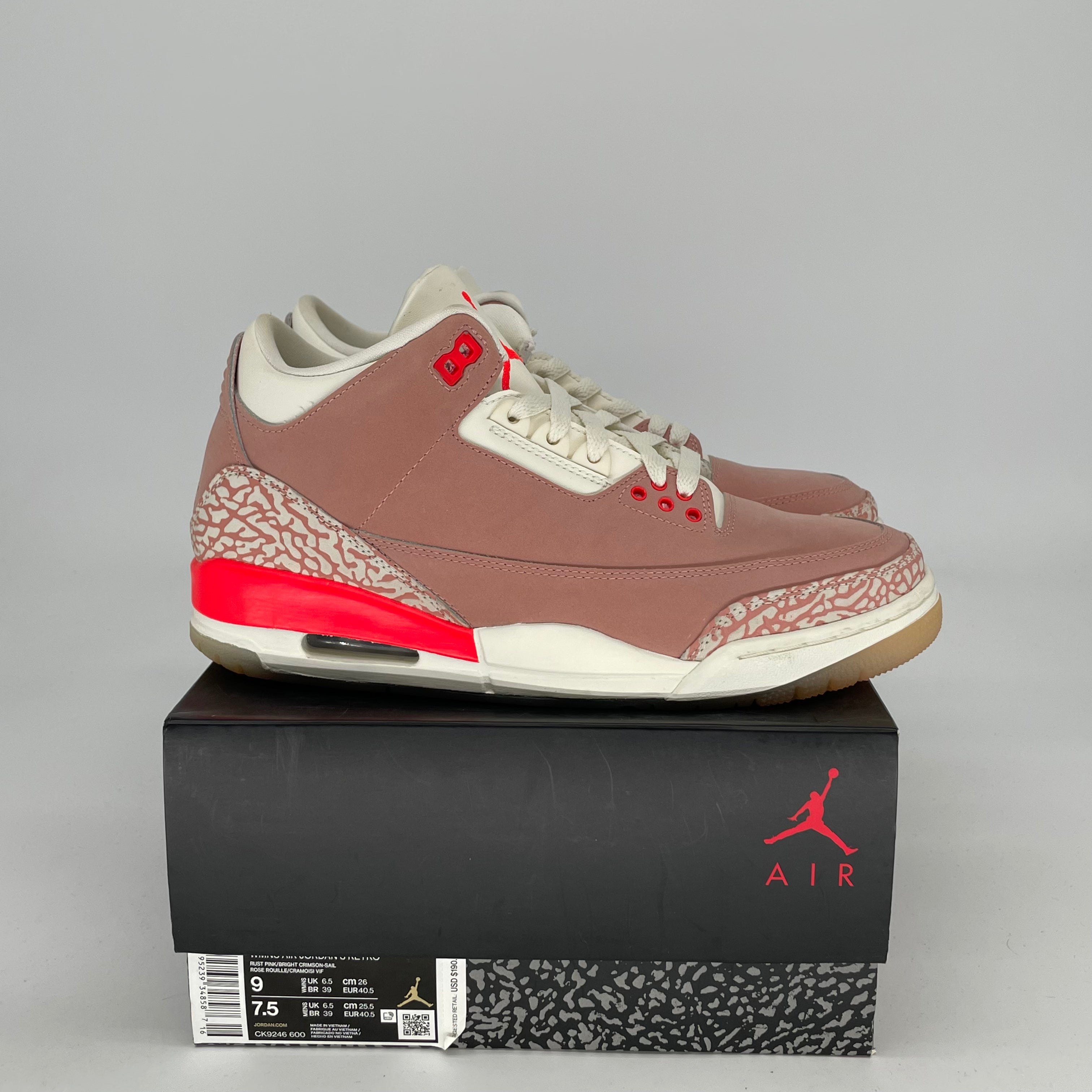 AIR JORDAN 3 RUST PINK W SIZE 7.5/9W CK9246-600