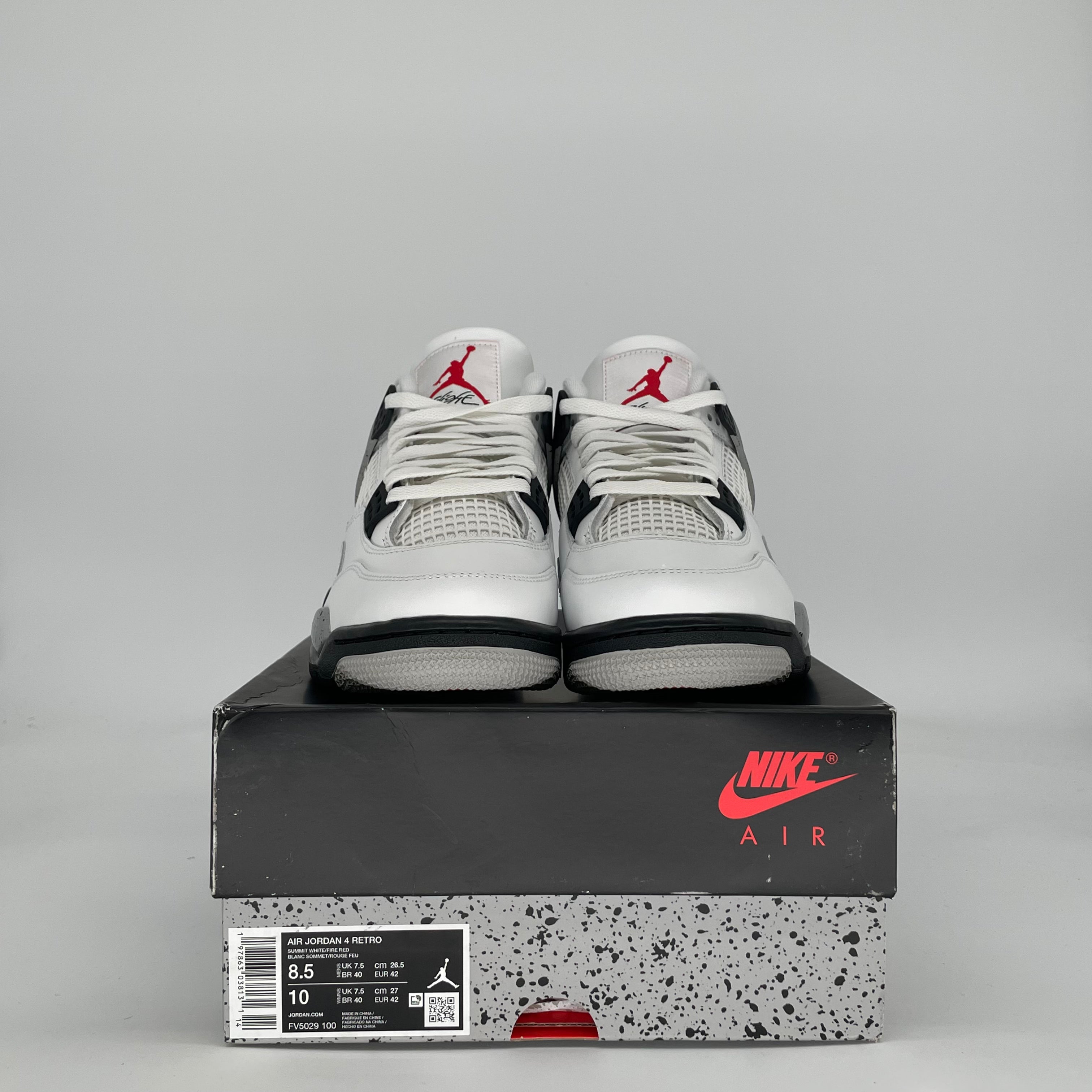AIR JORDAN 4 WHITE CEMENT FV5029-100 SIZE 8.5/10W