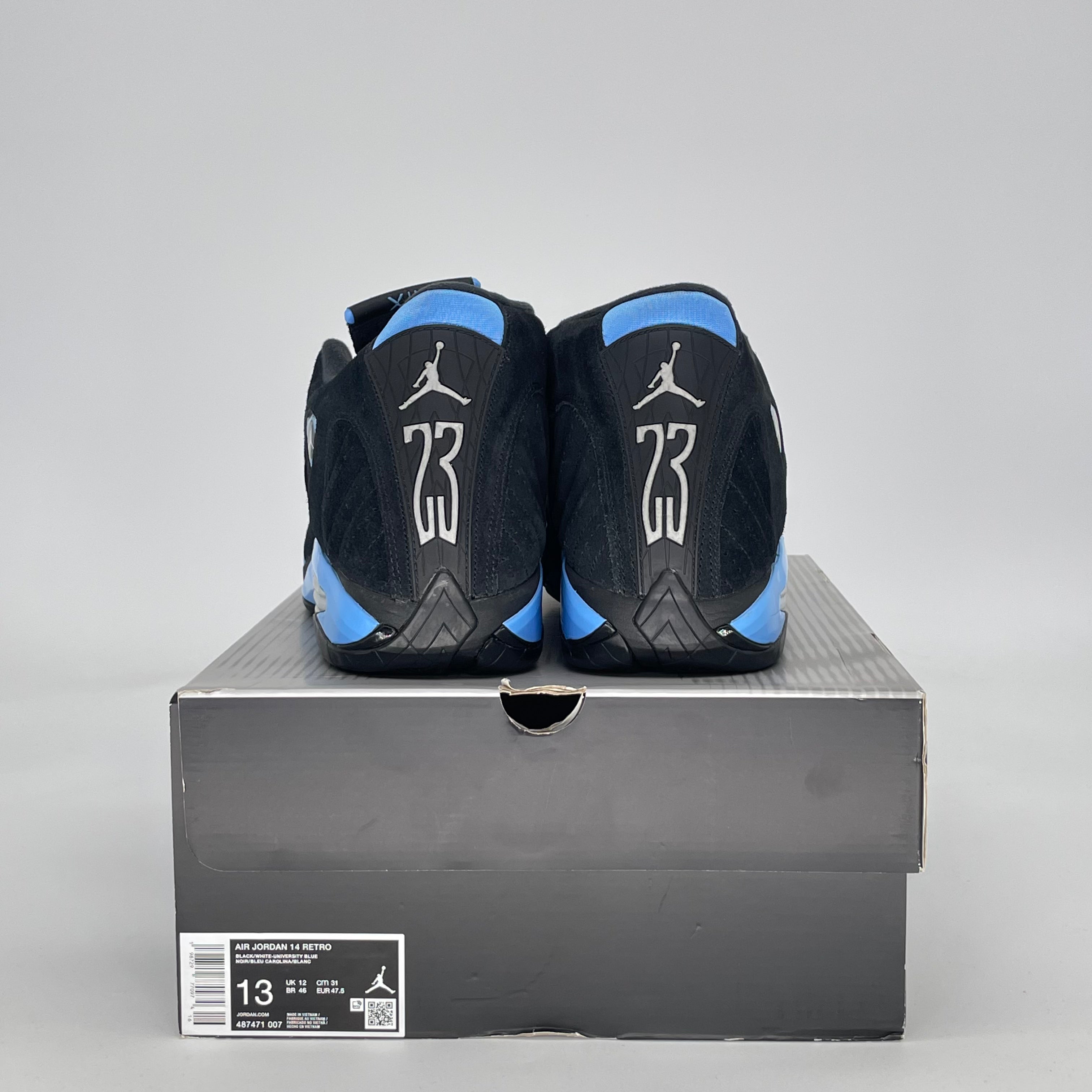 AIR JORDAN 14 BLACK UNIVERSITY BLUE 487471-007 SIZE 13/14.5W