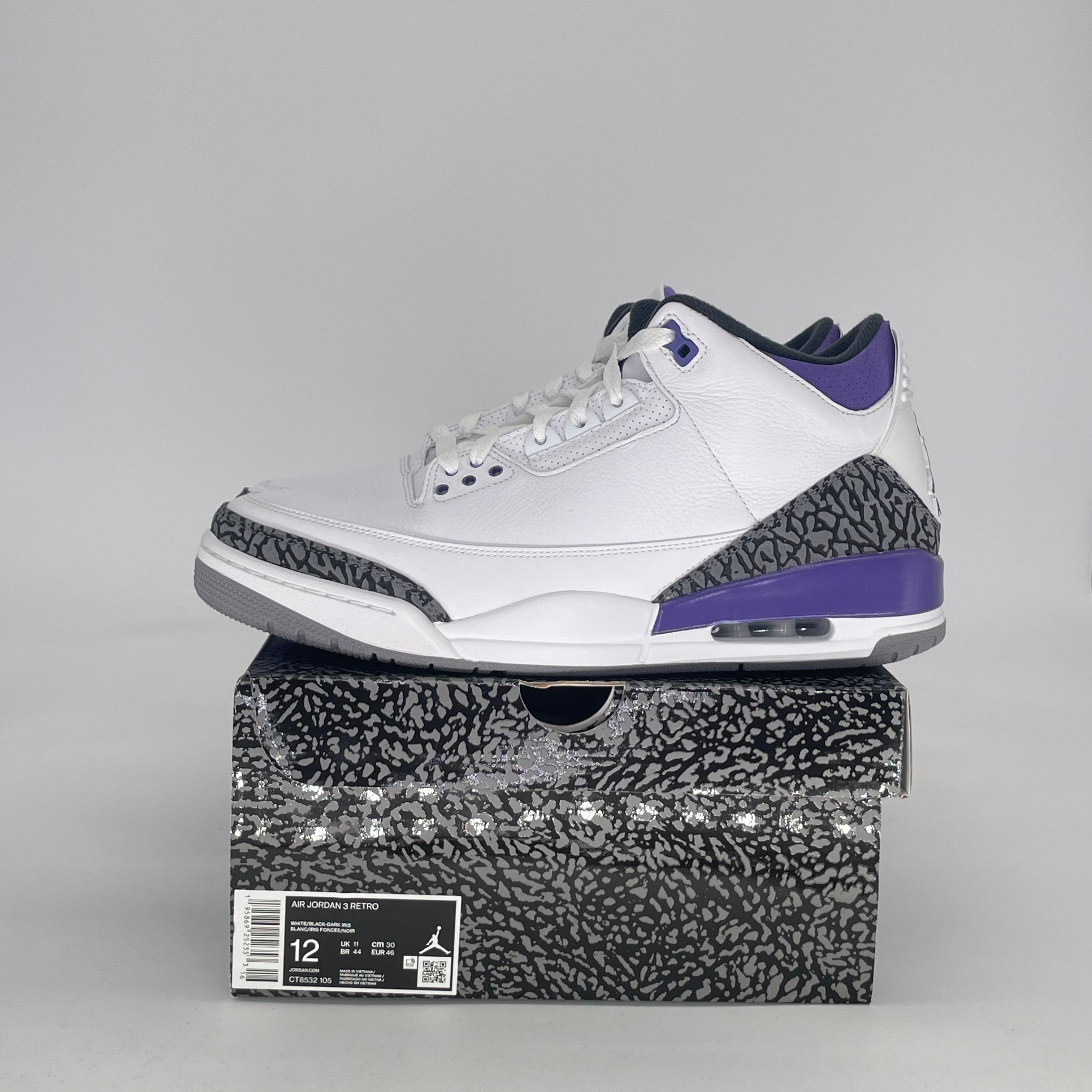 AIR JORDAN 3 DARK IRIS CT8532-105 SIZE 12/13.5W