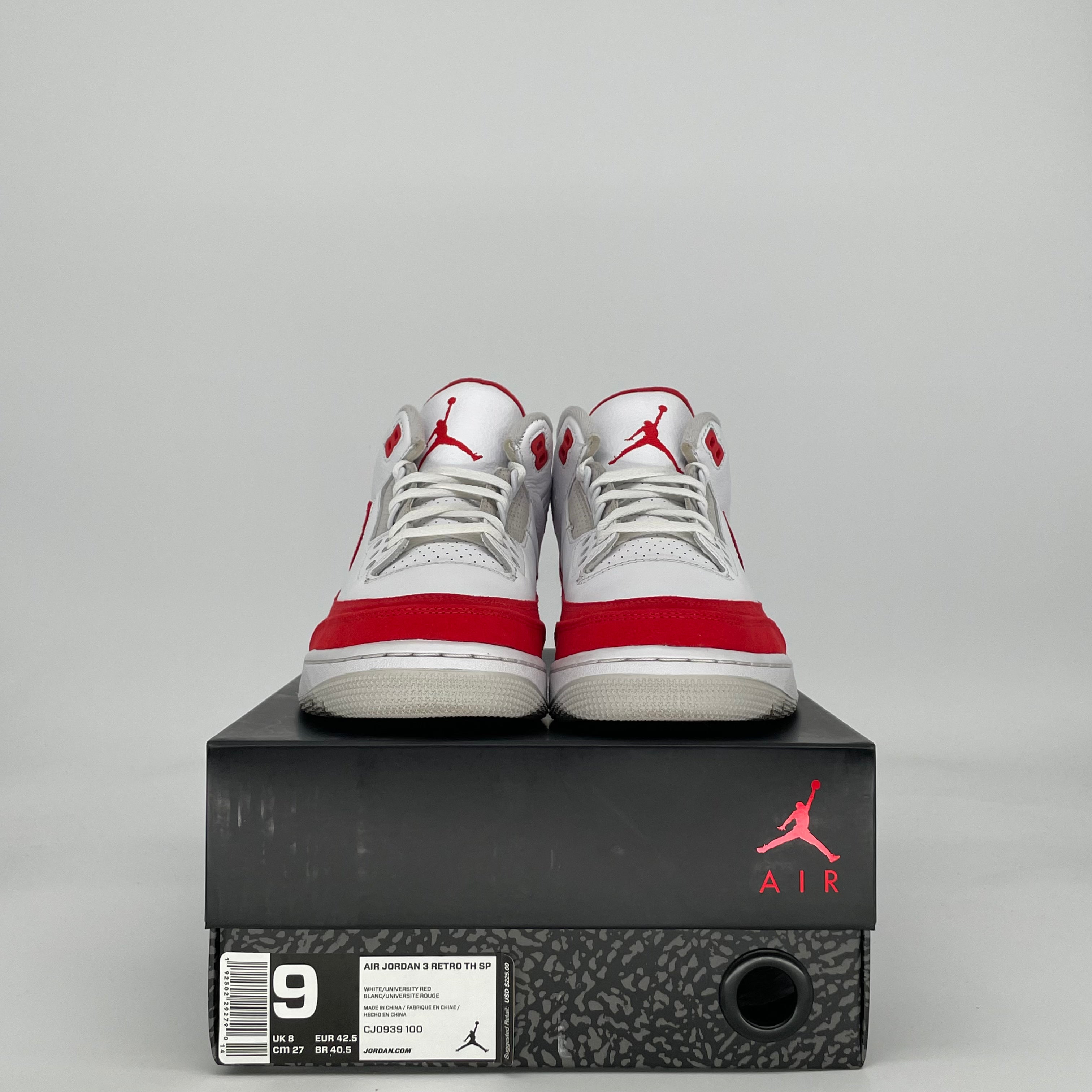 AIR JORDAN 3 TINKER WHITE UNIVERSITY RED CJ0939-100 SIZE 9/10.5W