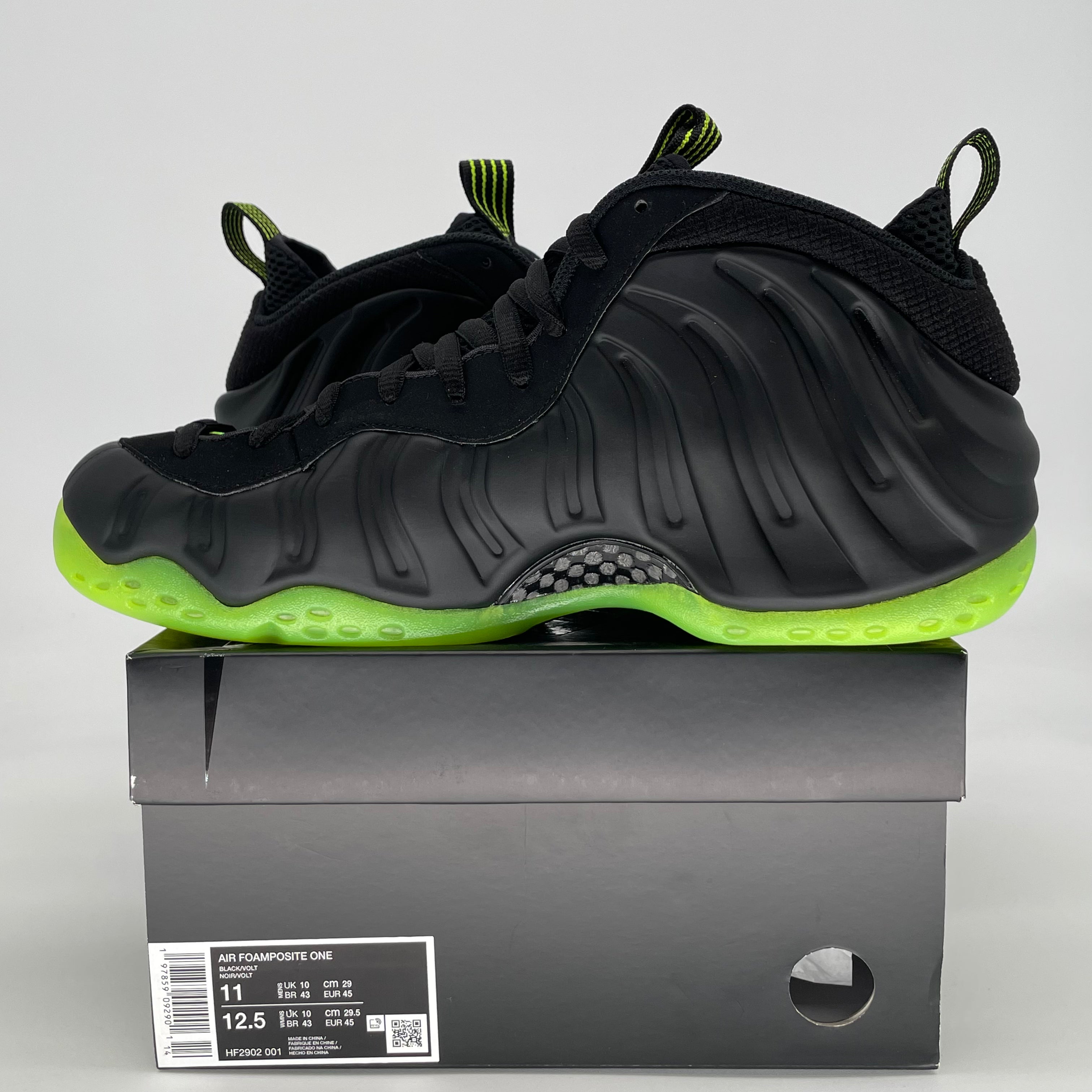 NIKE AIR FOAMPOSITE ONE BLACK VOLT HF2902-001 SIZE 11/12.5W